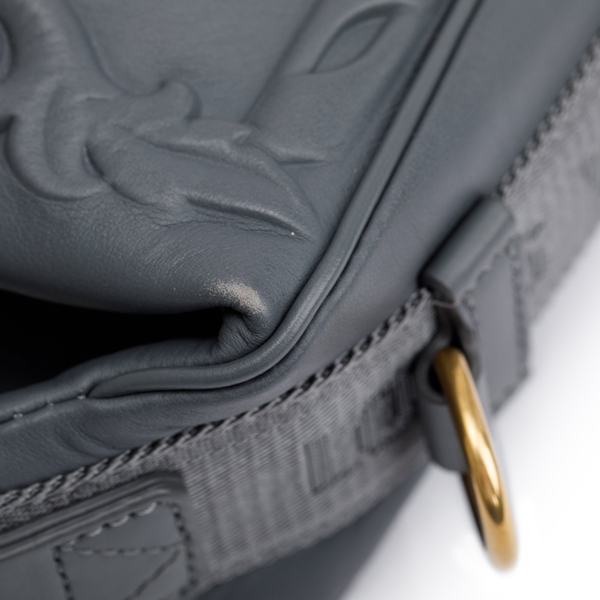 Louis Vuitton 2022 Dark Shadow Grey Embossed Calf Leather Cruiser Messenger Bag