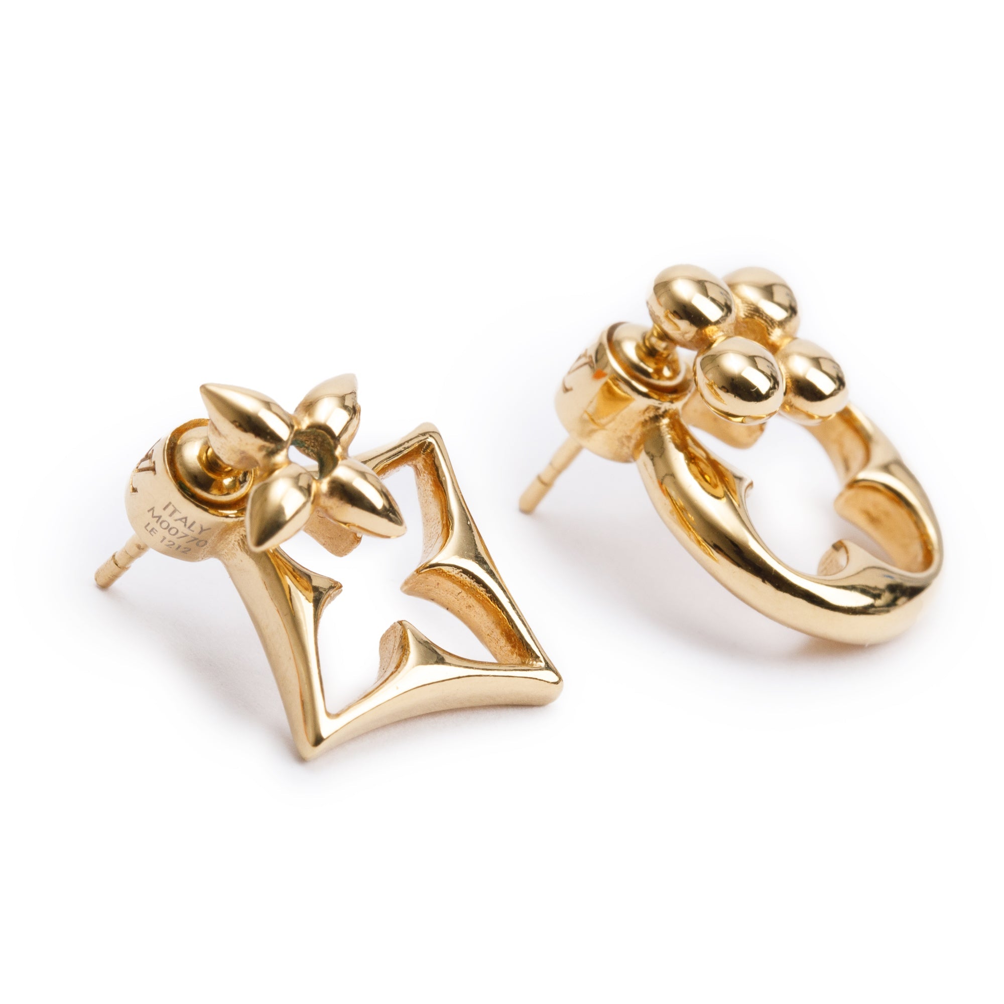 Louis Vuitton 2022 Gold-Plated LV Flowergram Earrings w/ Box
