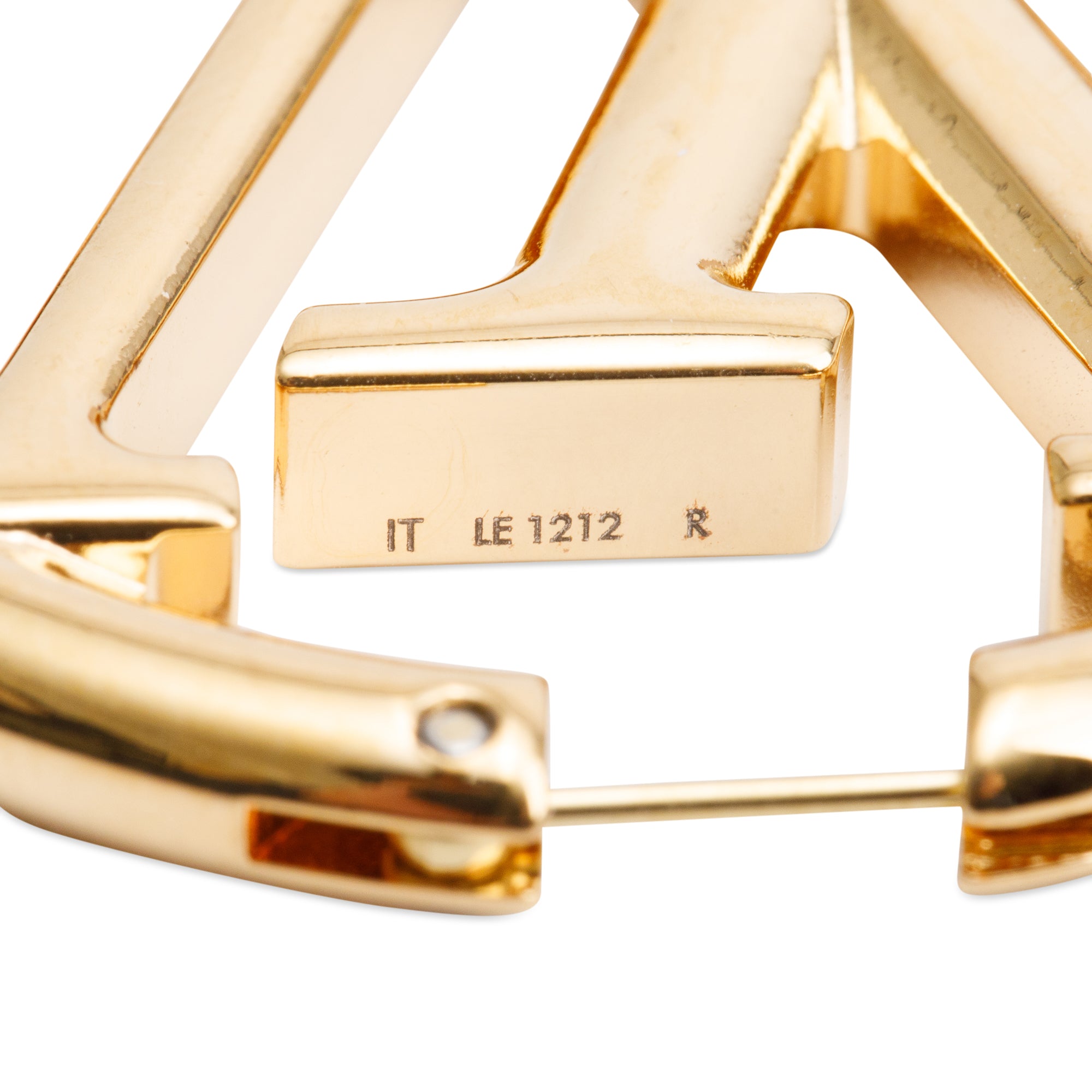 Louis Vuitton 2022 Gold-Plated Louise Hoop GM Earrings w/ Box & Receipt