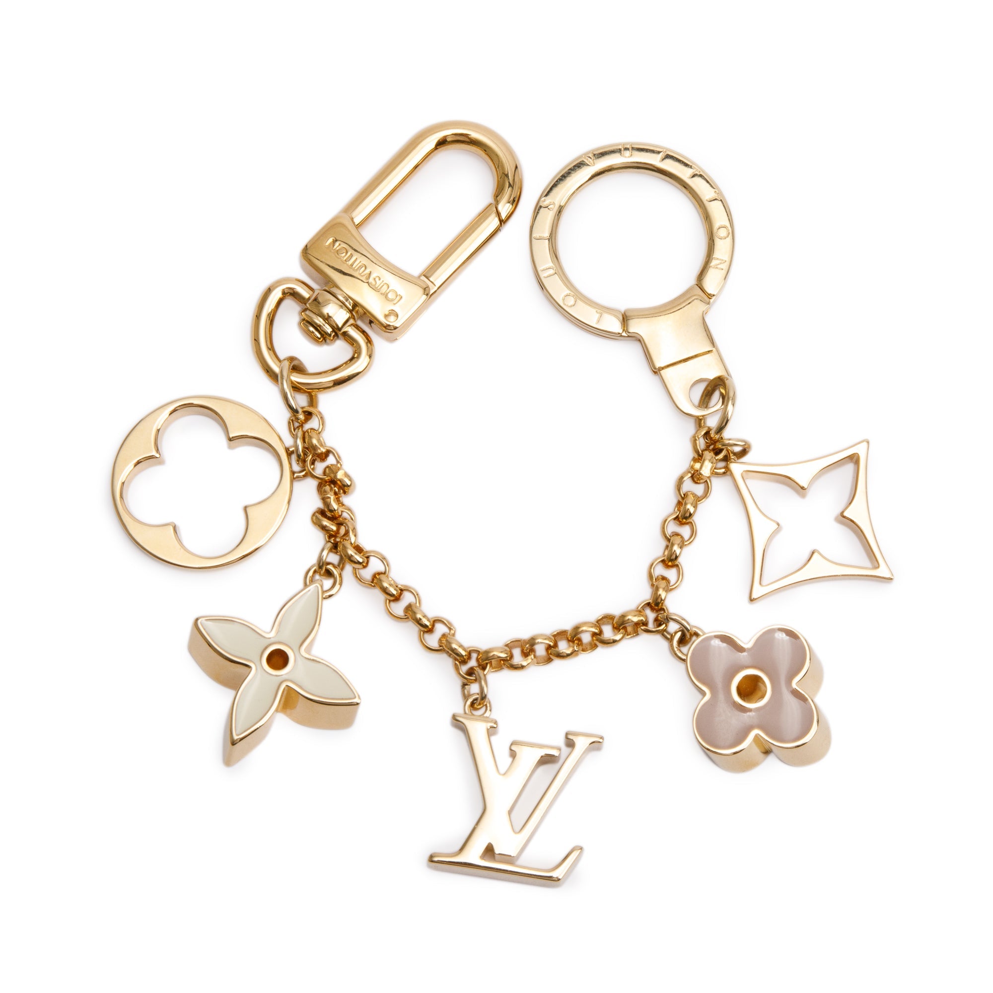Louis Vuitton 2022 Gold-Tone Metal Fleur De Monogram Bag Charm & Key Holder