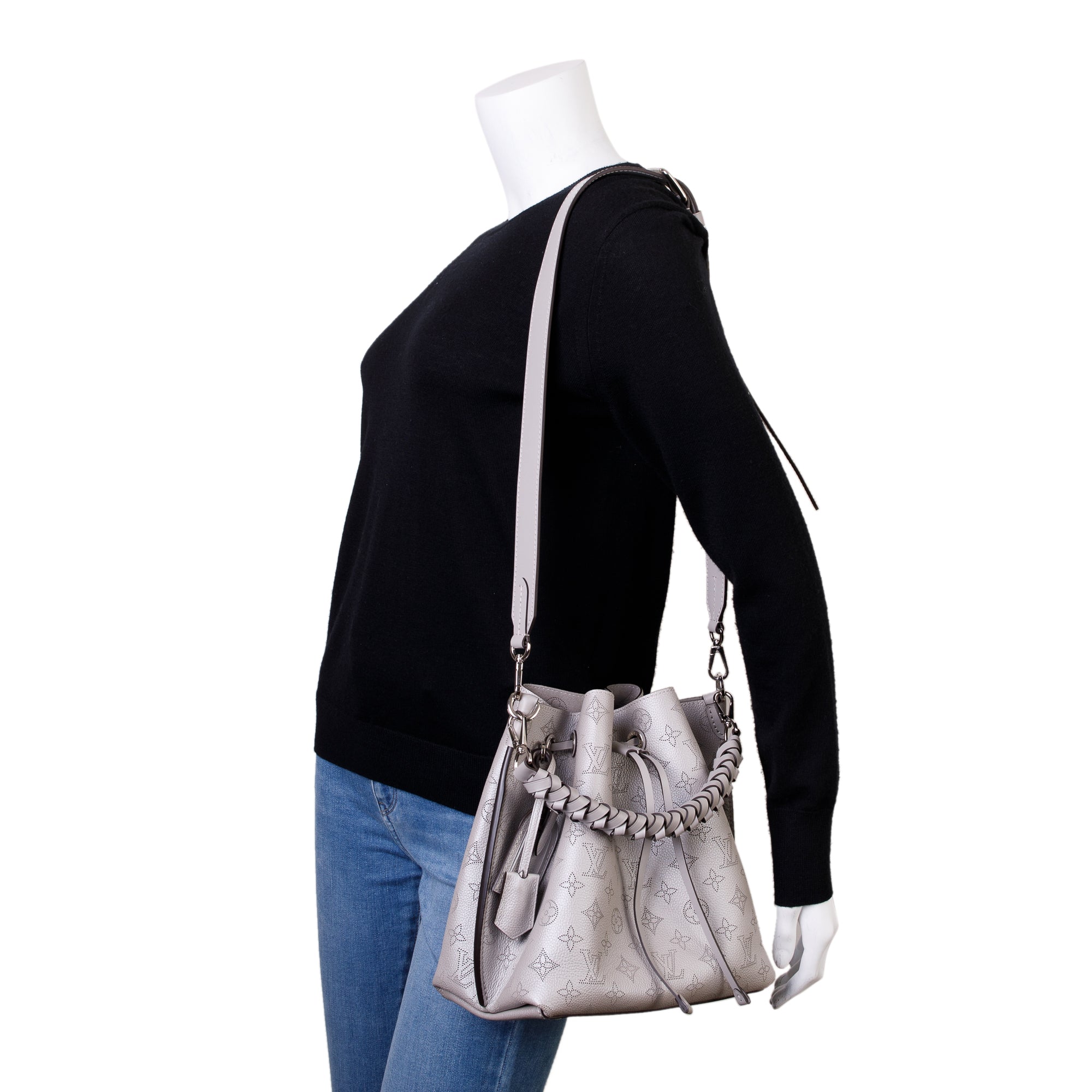 Louis Vuitton 2022 Grey Monogram Mahina Muria Bag w/ Strap & Box