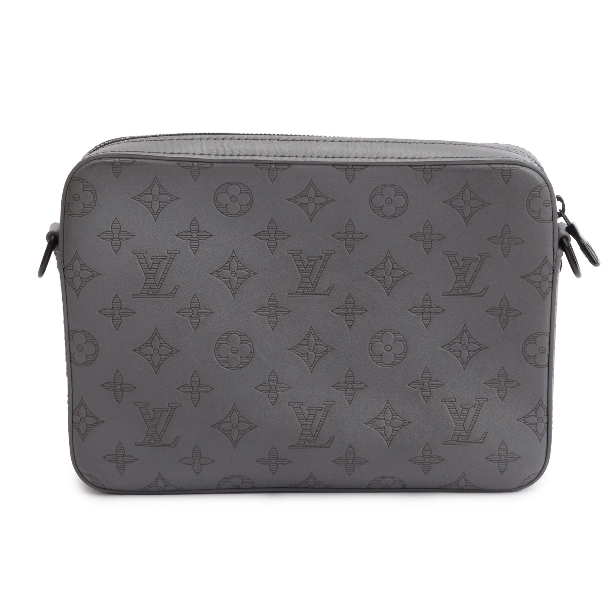 Louis Vuitton 2022 Grey Monogram Shadow Embossed Calfskin Leather Duo Messenger Bag