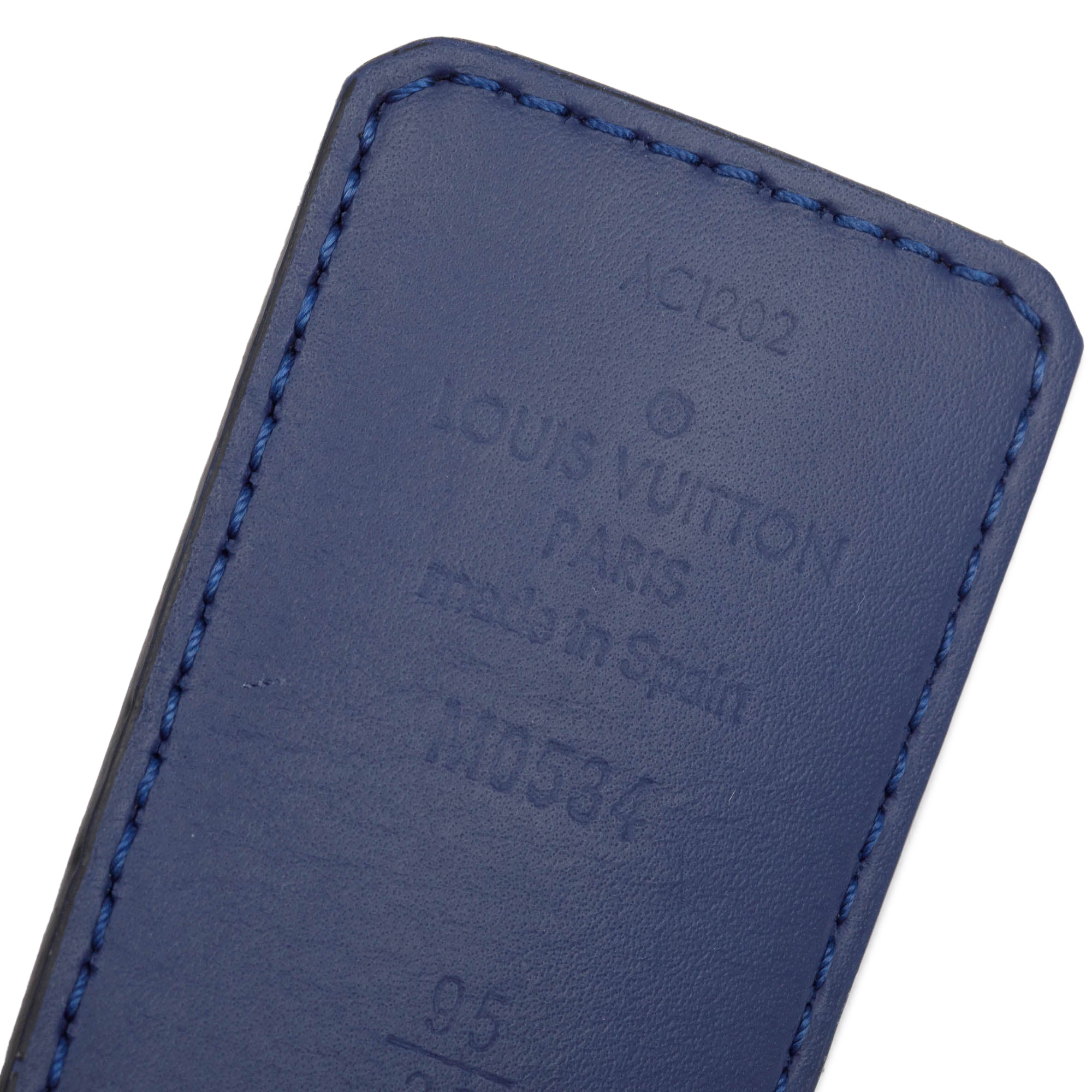 Louis Vuitton 2022 Monogram Eclipse Canvas & Blue Leather LV Initiales 40 MM Reversible Belt, Size 95 38 w/ Box