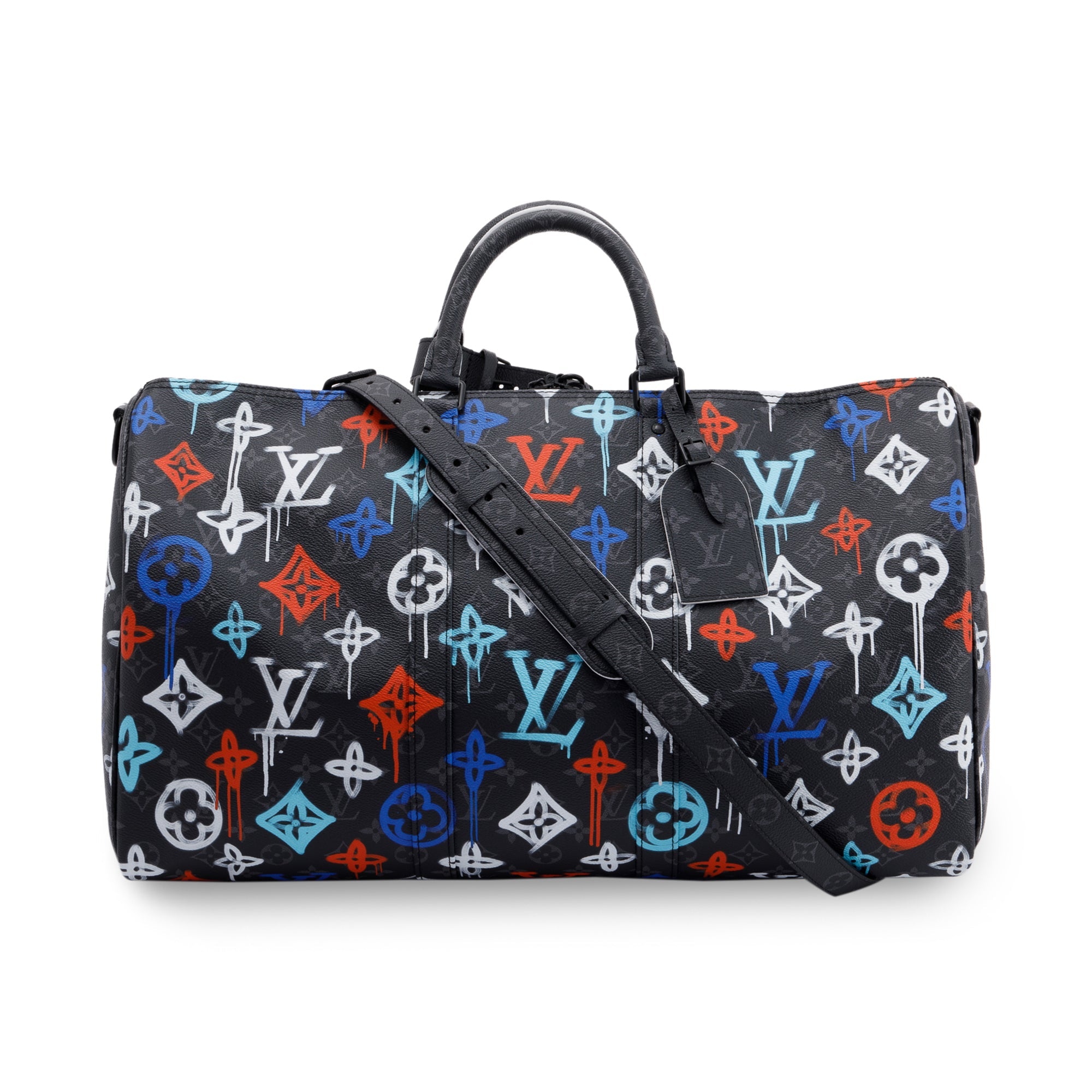Louis Vuitton 2022 Monogram Eclipse Graffiti Keepall Bandouliere 50