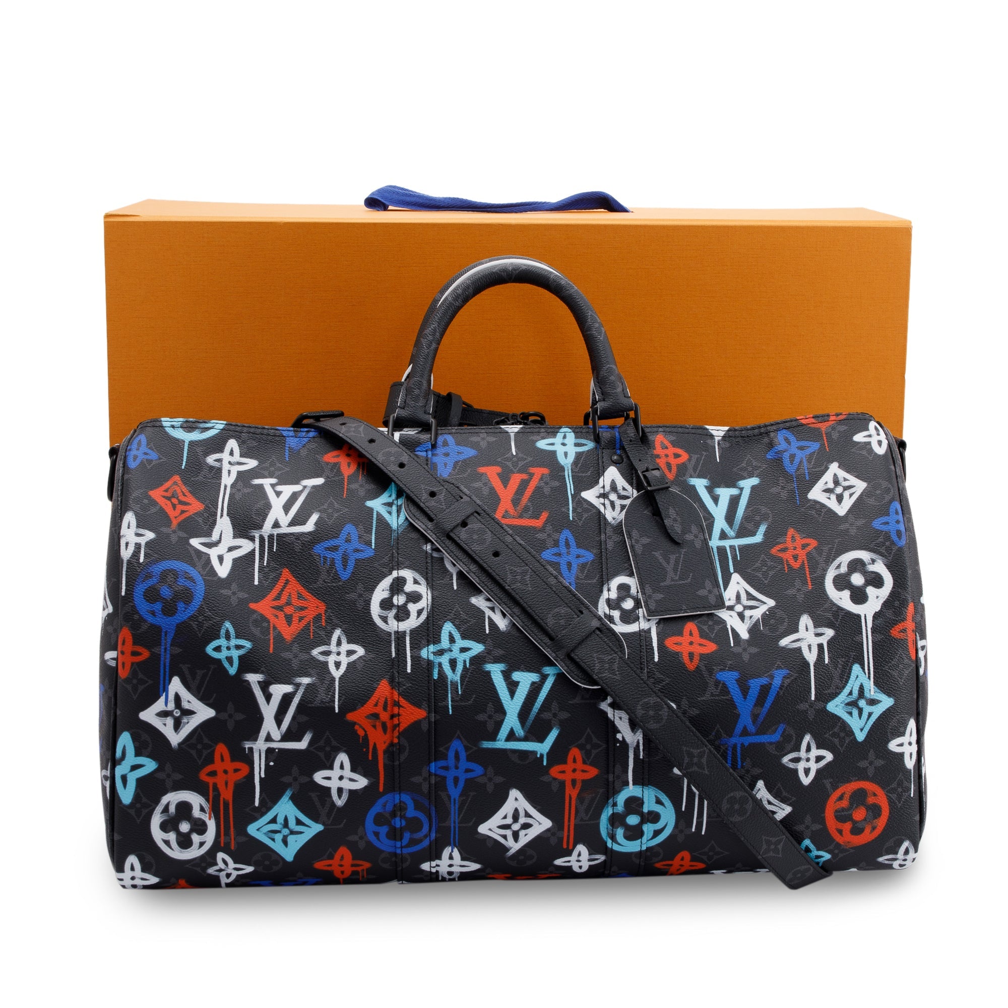 Louis Vuitton 2022 Monogram Eclipse Graffiti Keepall Bandouliere 50