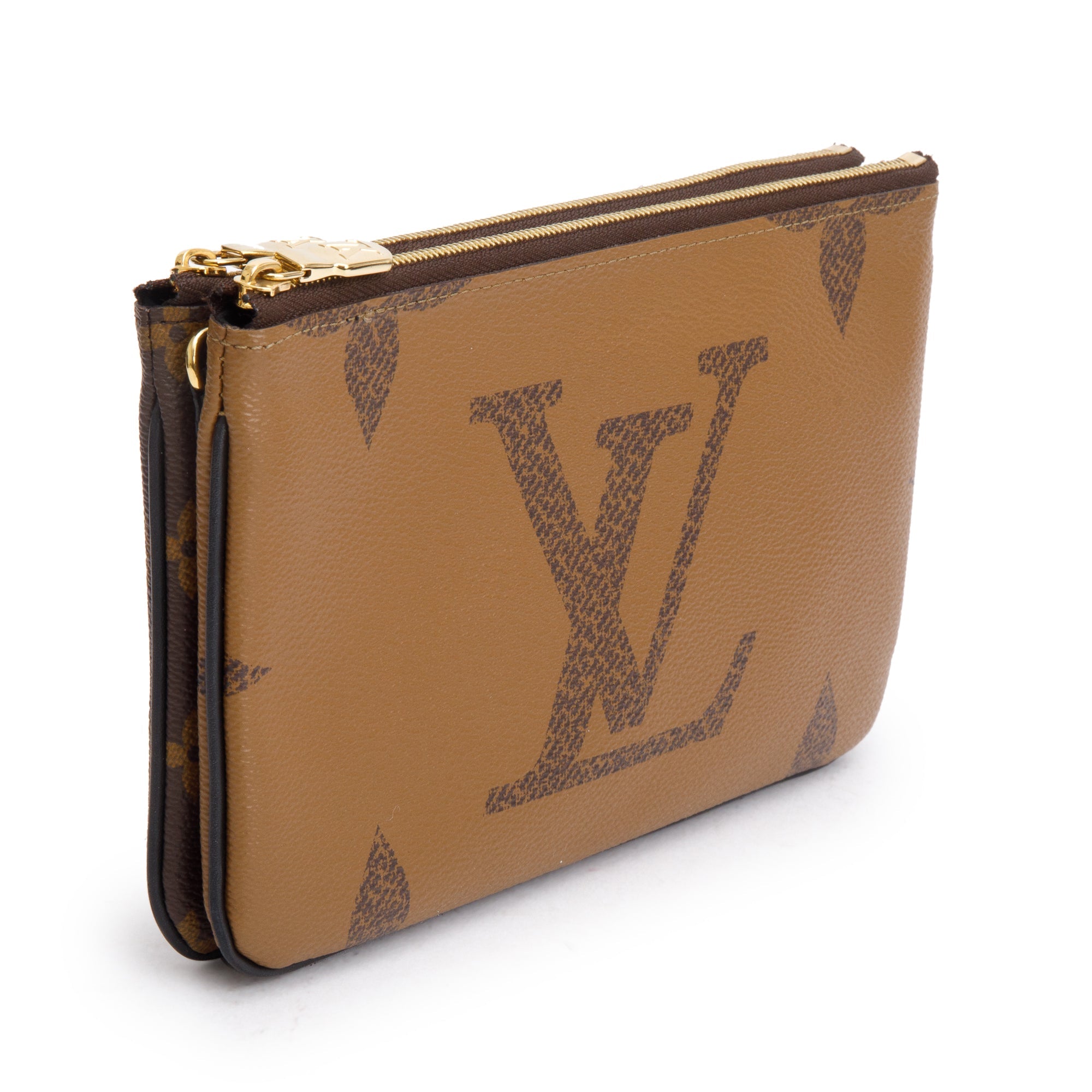 Louis Vuitton 2022 Monogram Giant Reverse & Monogram Double Zip Pochette w/ Strap