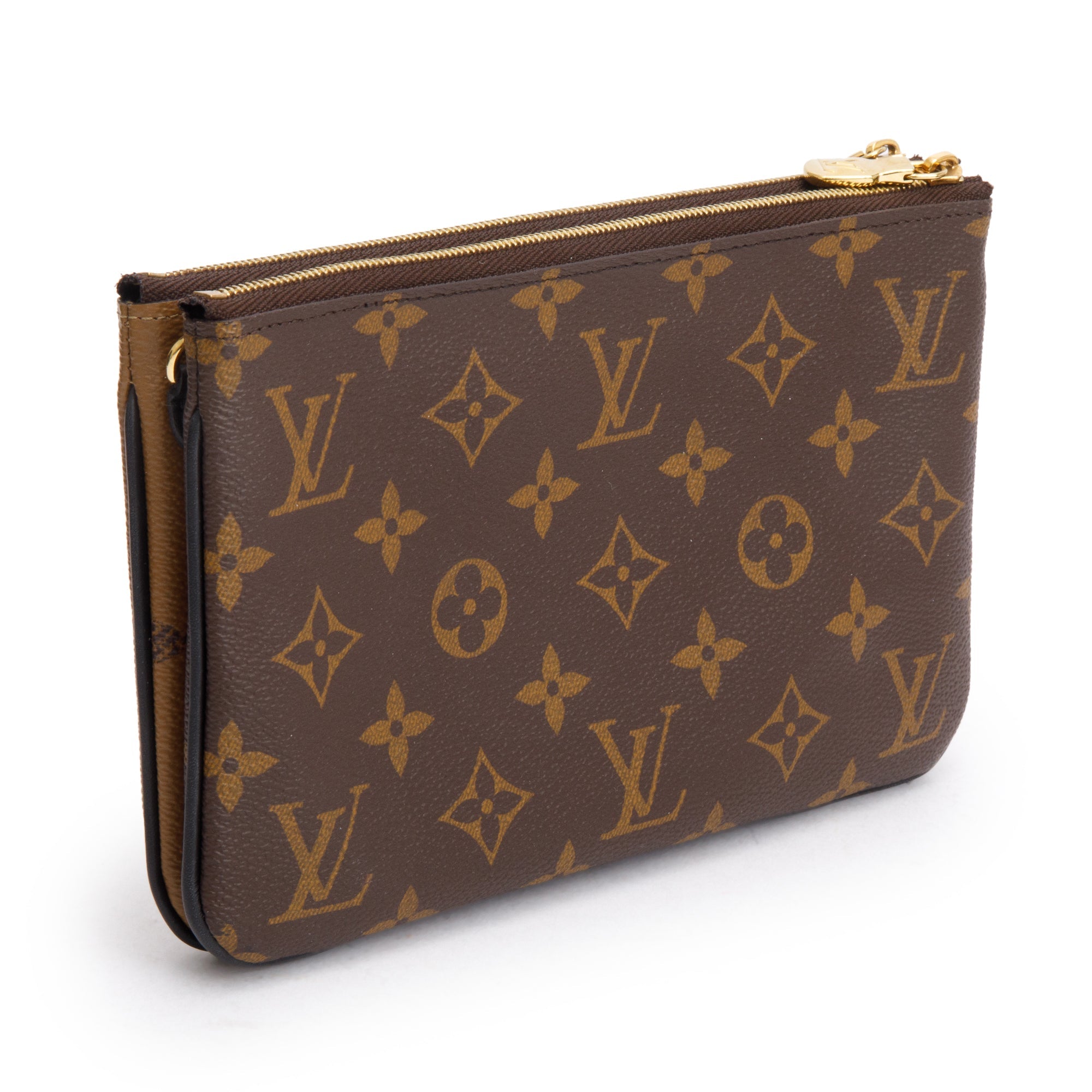 Louis Vuitton 2022 Monogram Giant Reverse & Monogram Double Zip Pochette w/ Strap
