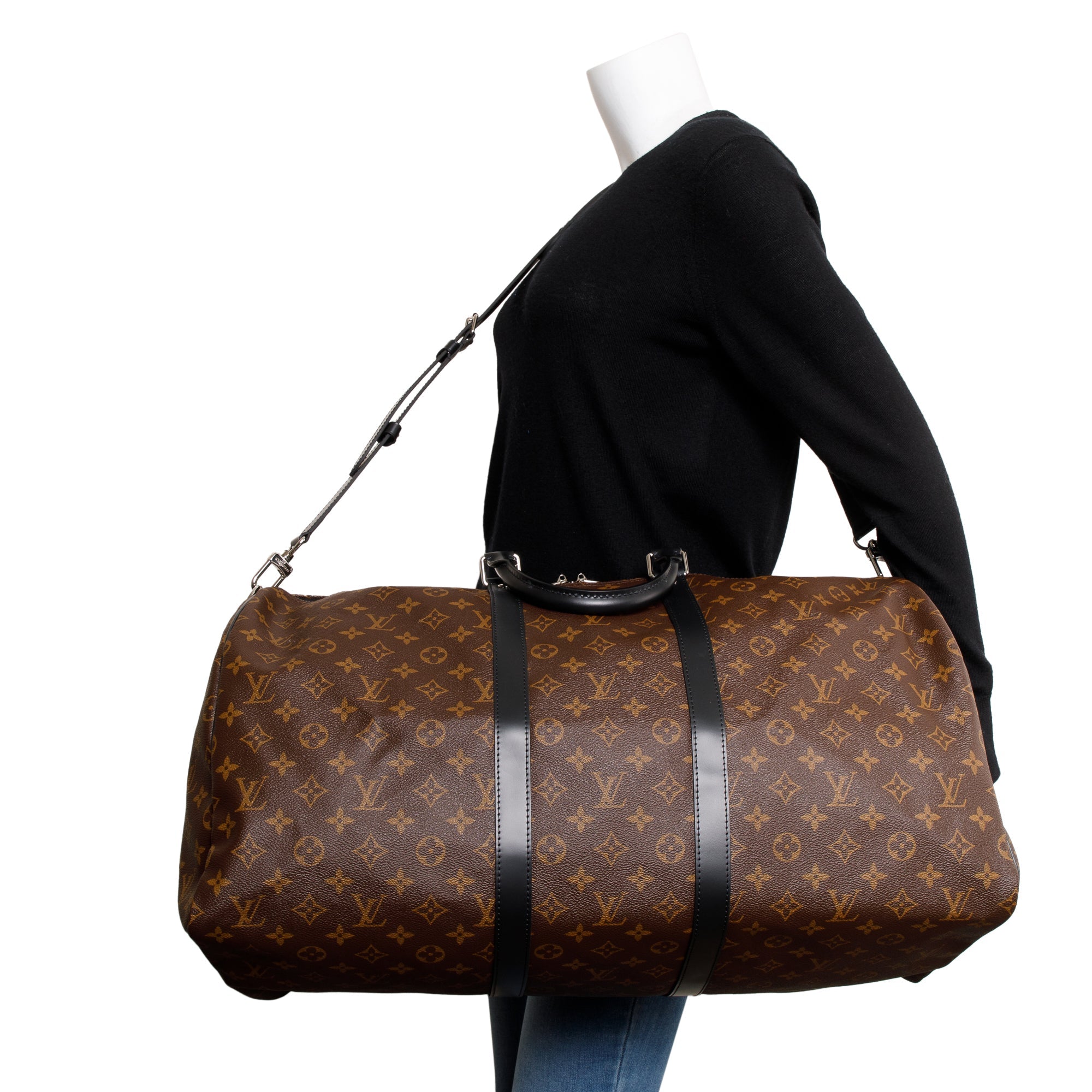 Louis Vuitton 2022 Monogram Macassar Keepall Bandouliere 55 w/ Strap