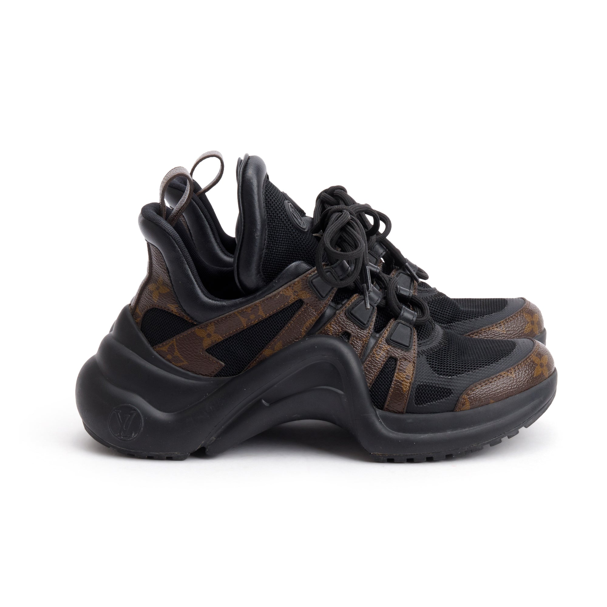 Louis Vuitton 2022 Monogram Trim Black LV Archlight Sneakers, Size 39