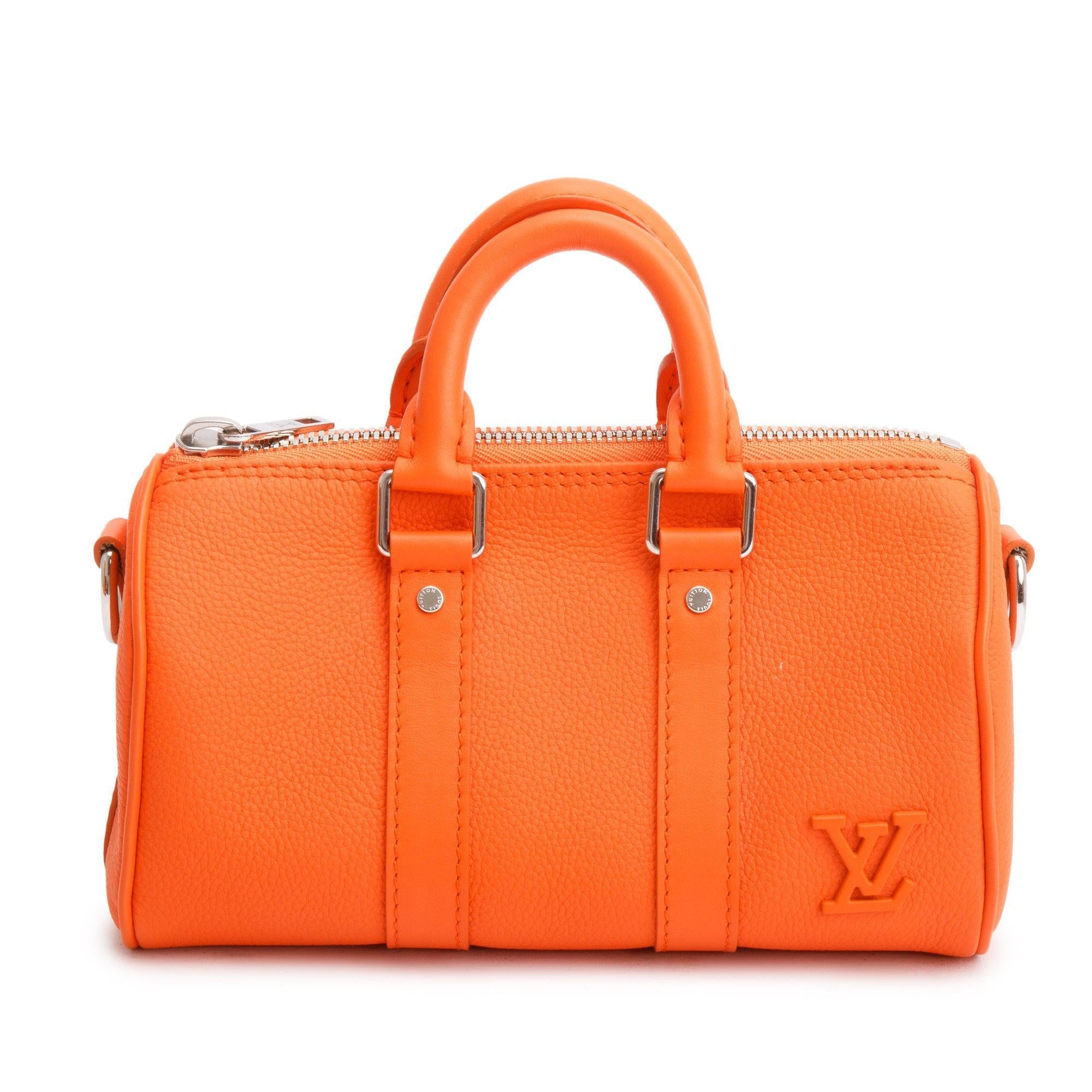 Louis Vuitton 2022 Orange Leather XS Aerogram Keepall Bag w/ Box