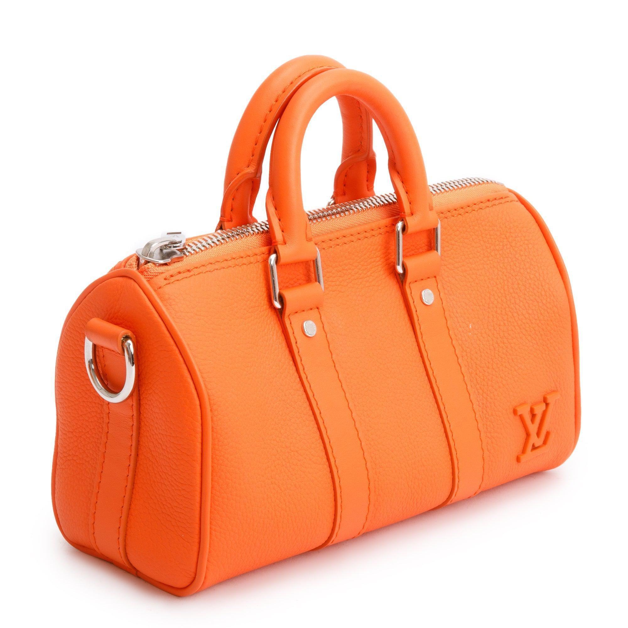 Louis Vuitton 2022 Orange Leather XS Aerogram Keepall Bag w/ Box & Strap