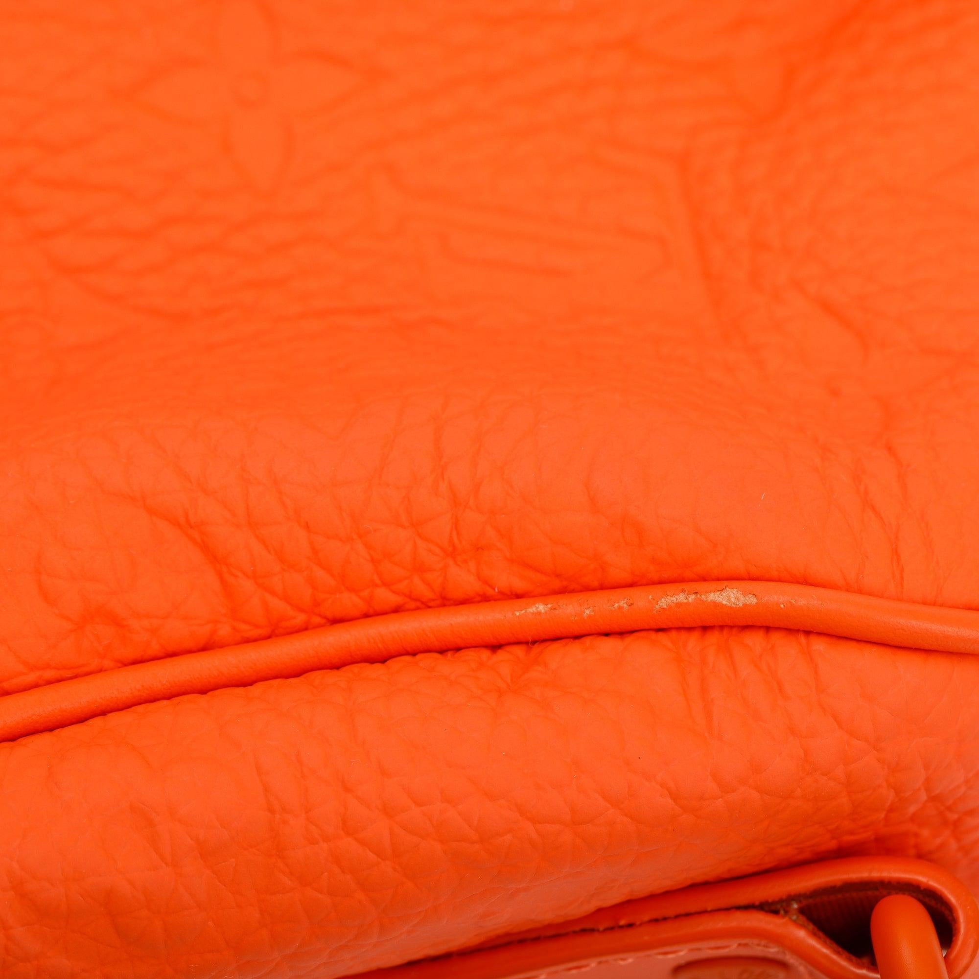 Louis Vuitton 2022 Orange Monogram Taurillion Leather Keepall Bandouliere 25 w/ Strap