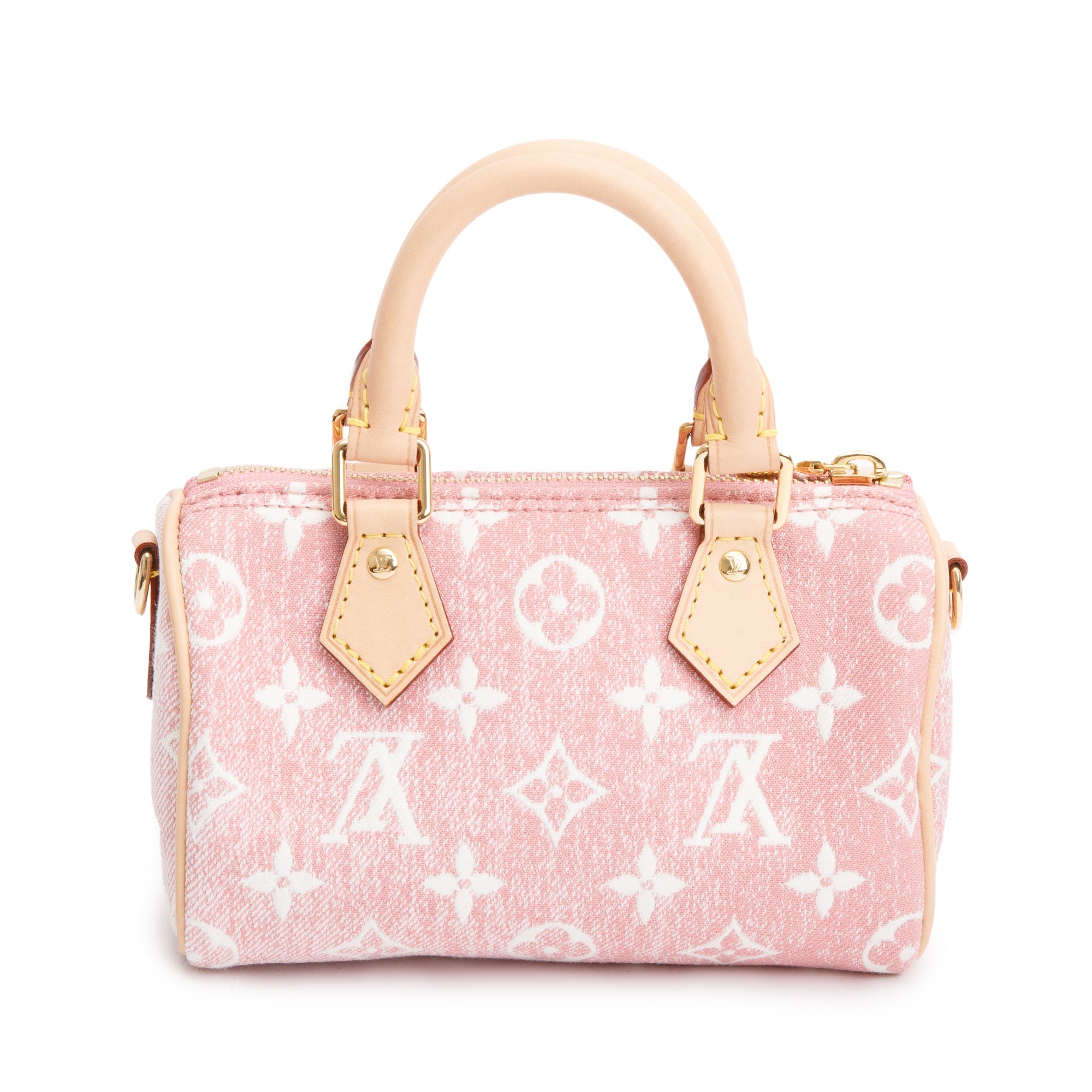 Louis Vuitton 2022 Pink Monogram Denim Nano Speedy w/ Strap