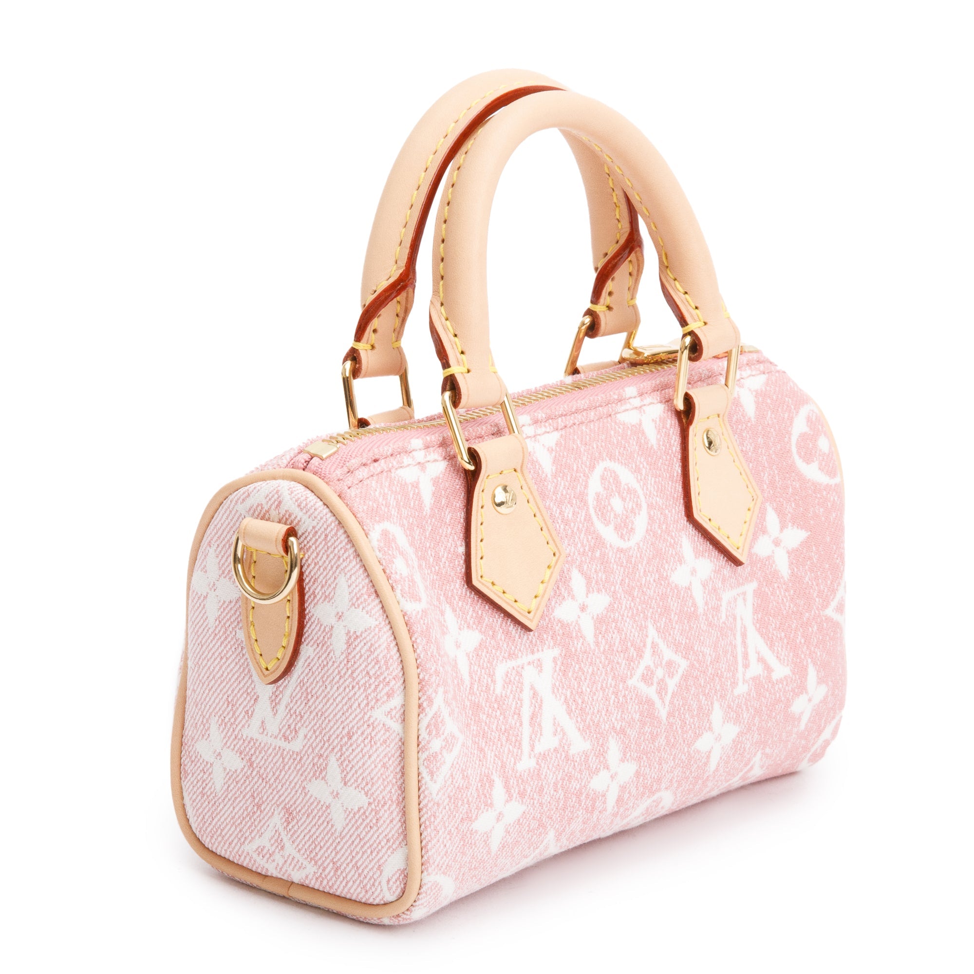 Louis Vuitton 2022 Pink Monogram Denim Nano Speedy w/ Strap