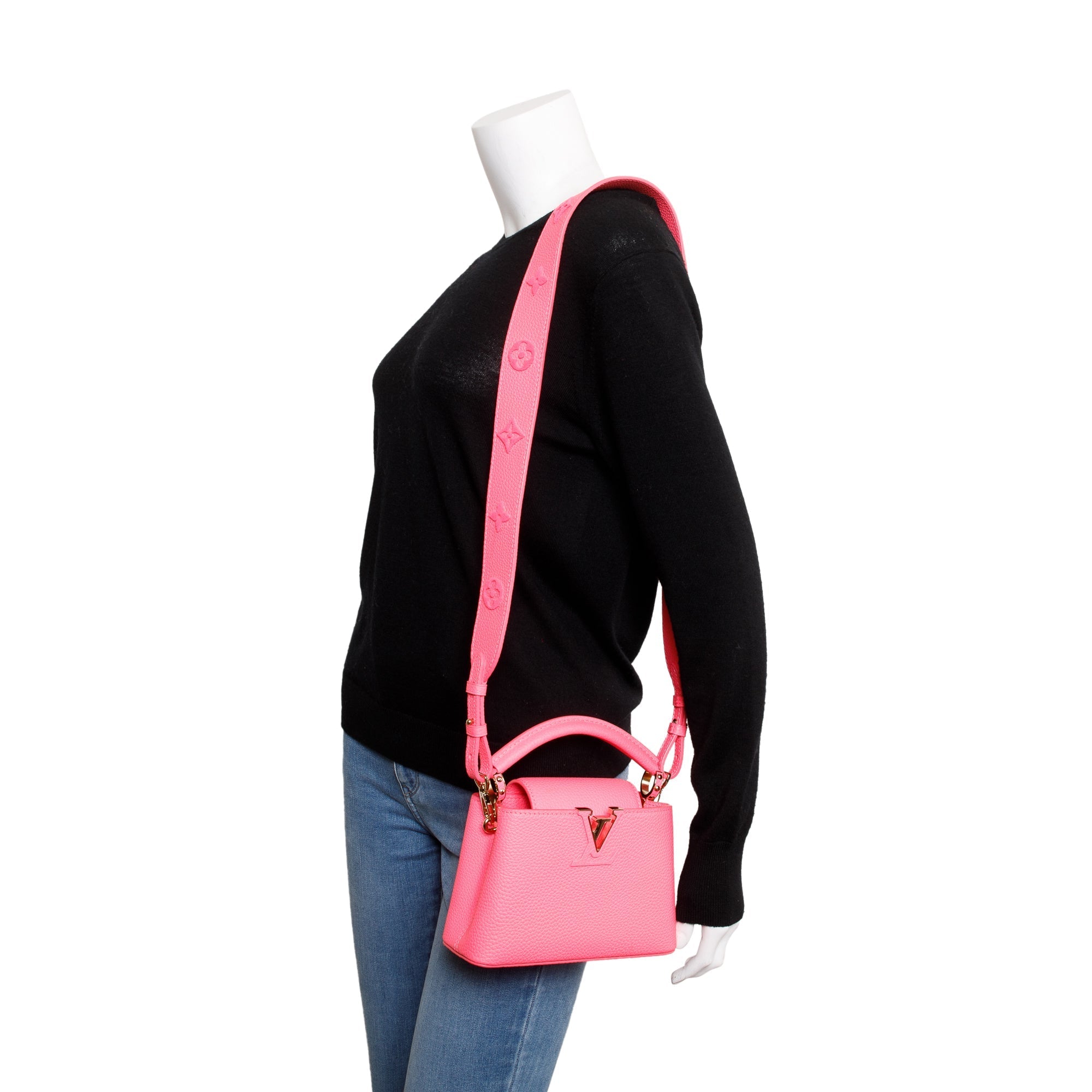 Louis Vuitton 2022 Pink Taurillon Leather Capucines Mini w/ Strap