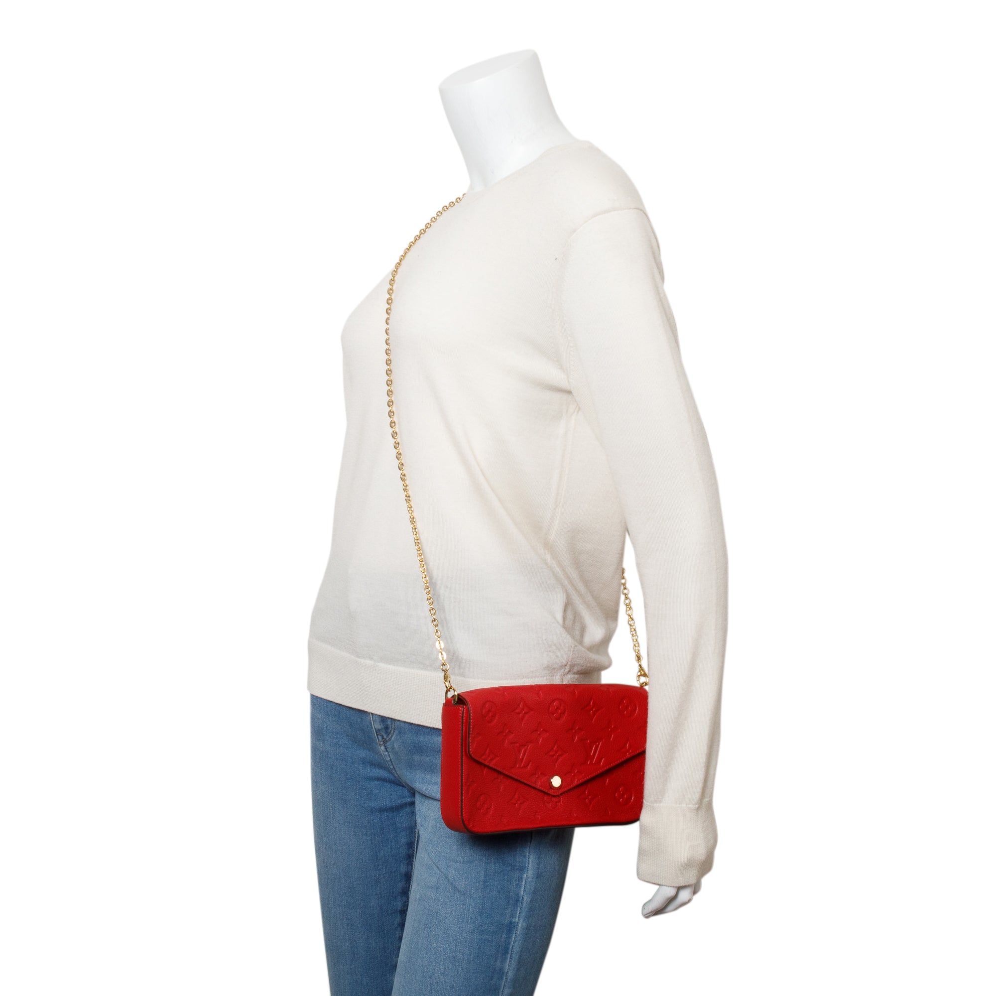 Louis Vuitton 2022 Red Monogram Empreinte Leather Felicie Pochette w/ Insert