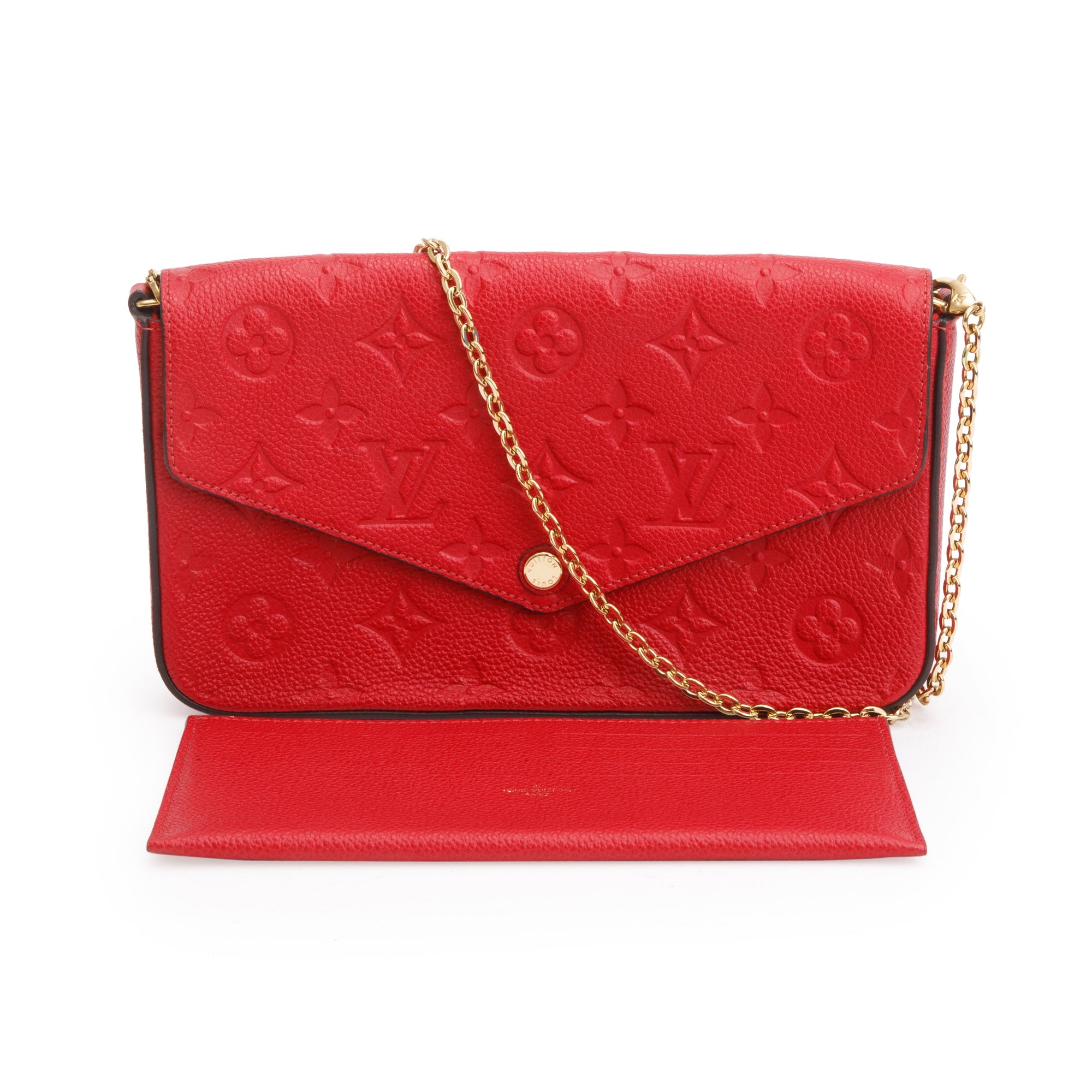 Louis Vuitton 2022 Red Monogram Empreinte Leather Felicie Pochette w/ Insert