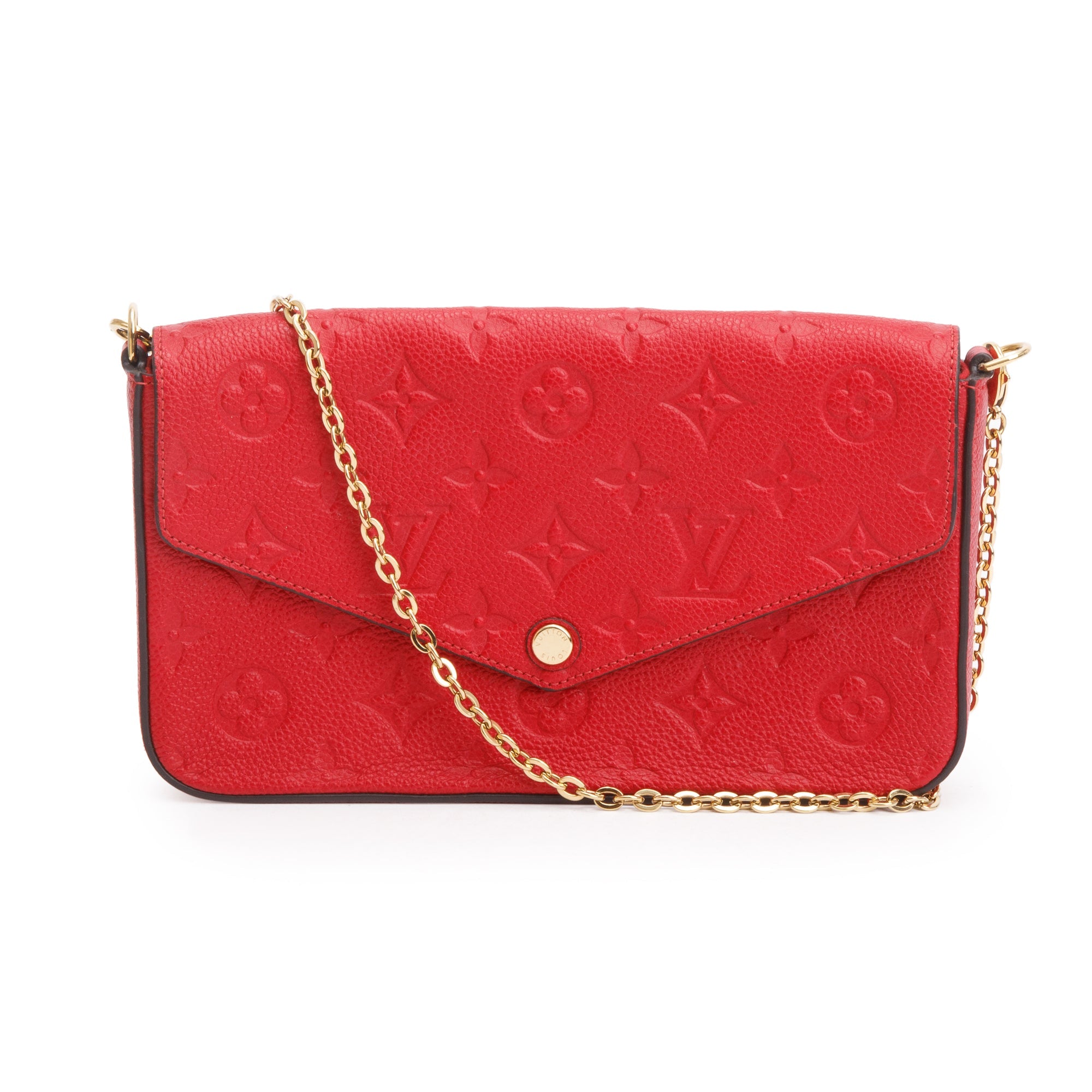 Louis Vuitton 2022 Red Monogram Empreinte Leather Felicie Pochette w/ Insert