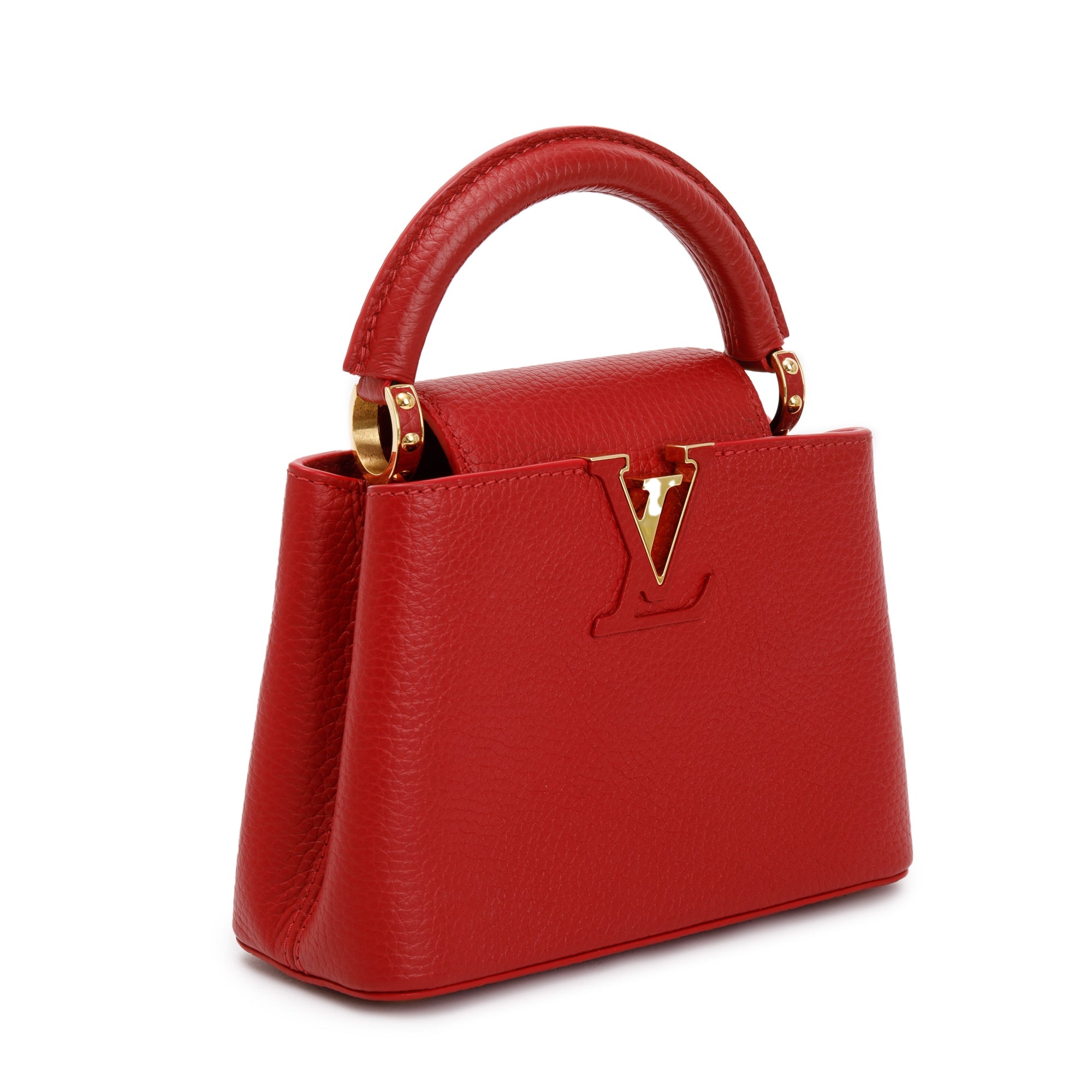 Louis Vuitton 2022 Red Taurillon Leather Capucines Mini w/ Strap