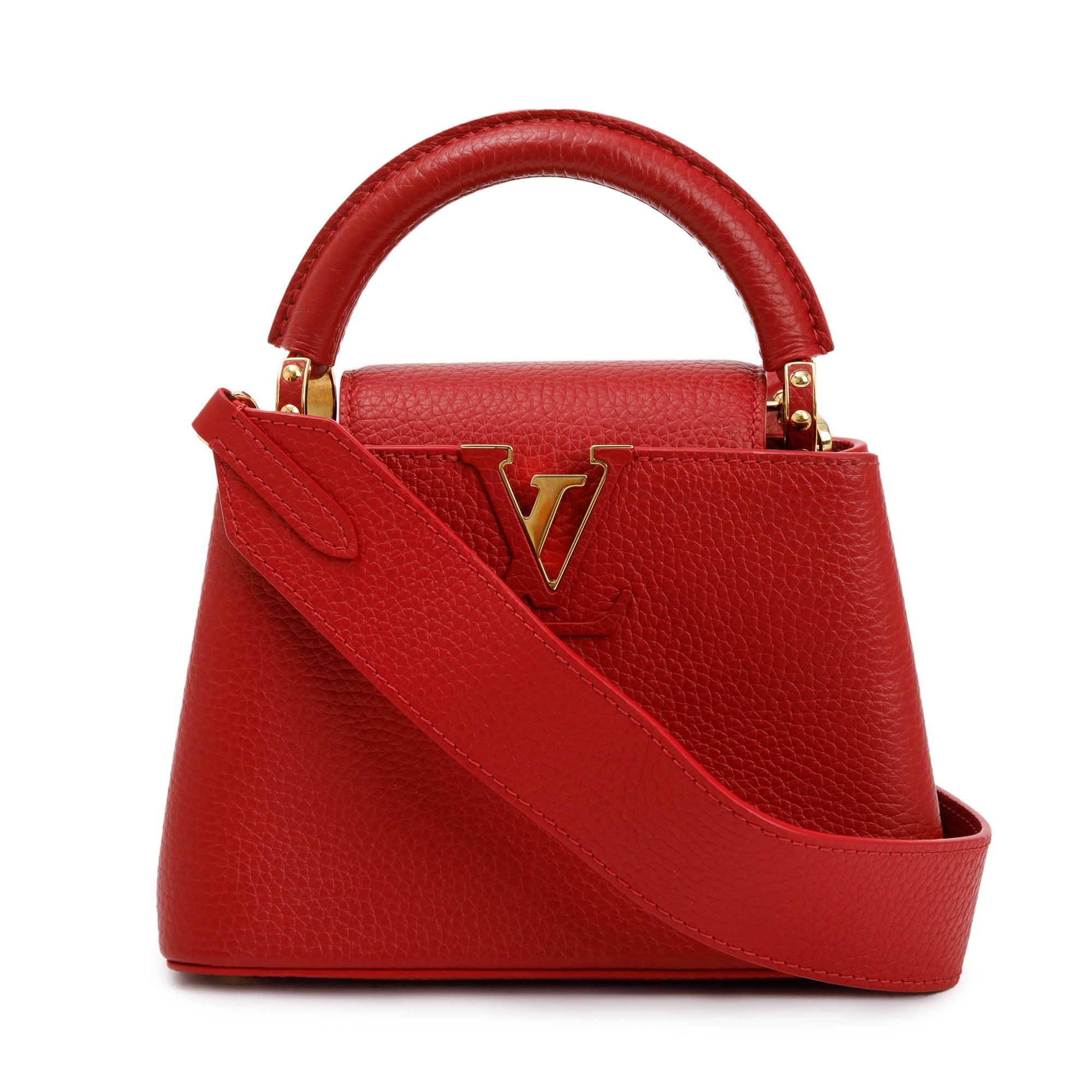 Louis Vuitton 2022 Red Taurillon Leather Capucines Mini w/ Strap