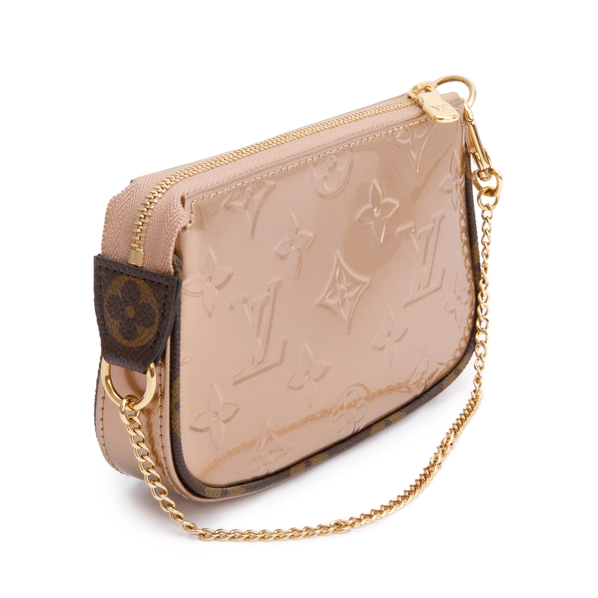 Louis Vuitton 2022 Rose Gold Monogram Vernis Leather Mini Pochette Accessoires w/ Box