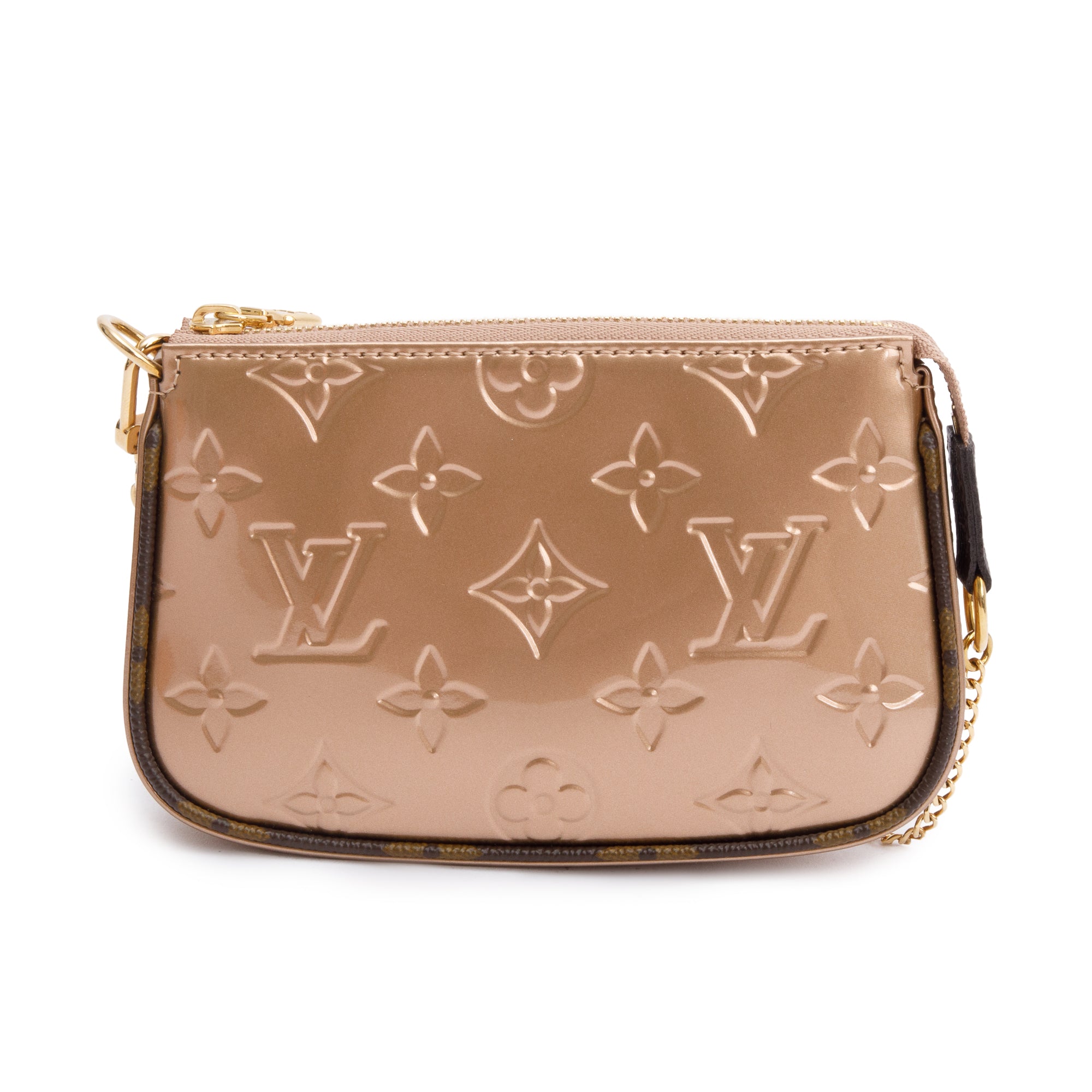 Louis Vuitton 2022 Rose Gold Monogram Vernis Leather Mini Pochette Accessoires w/ Box