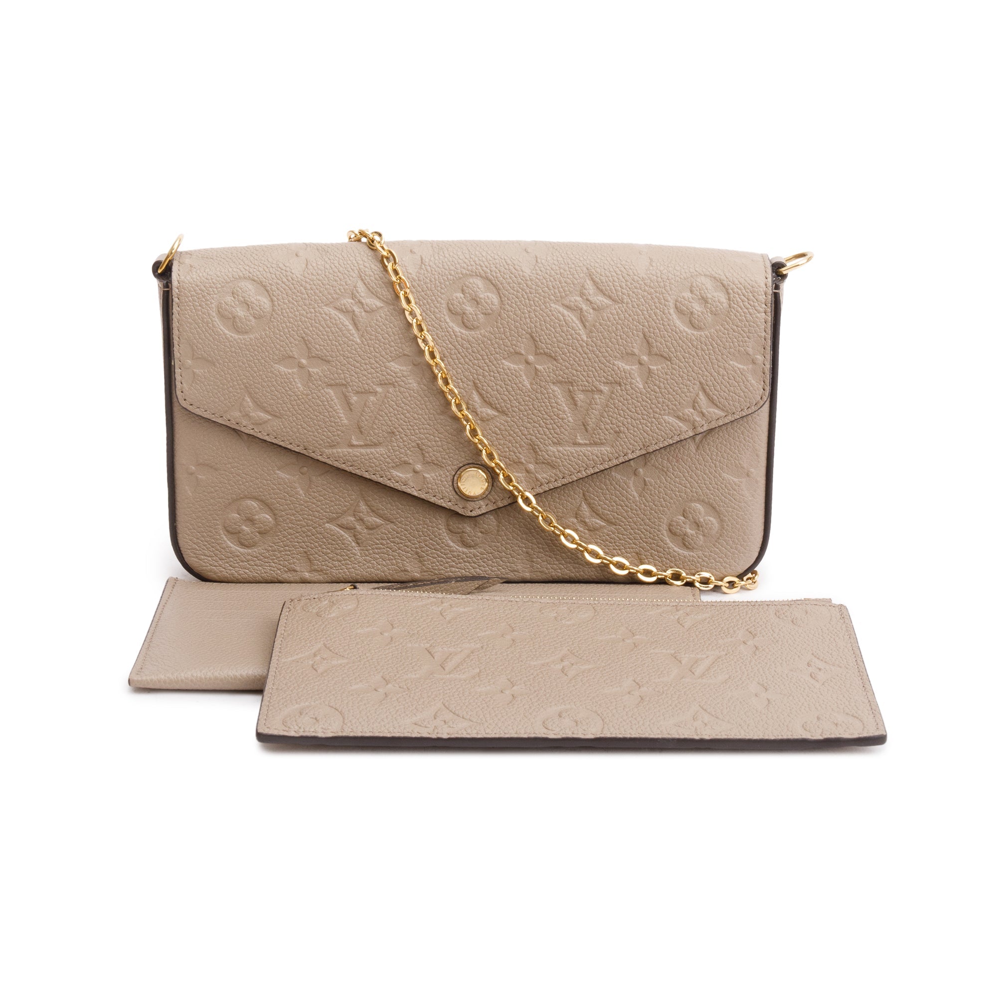Louis Vuitton 2022 Turtledove Monogram Empreinte Leather Felicie Pochette w/ Inserts & Box