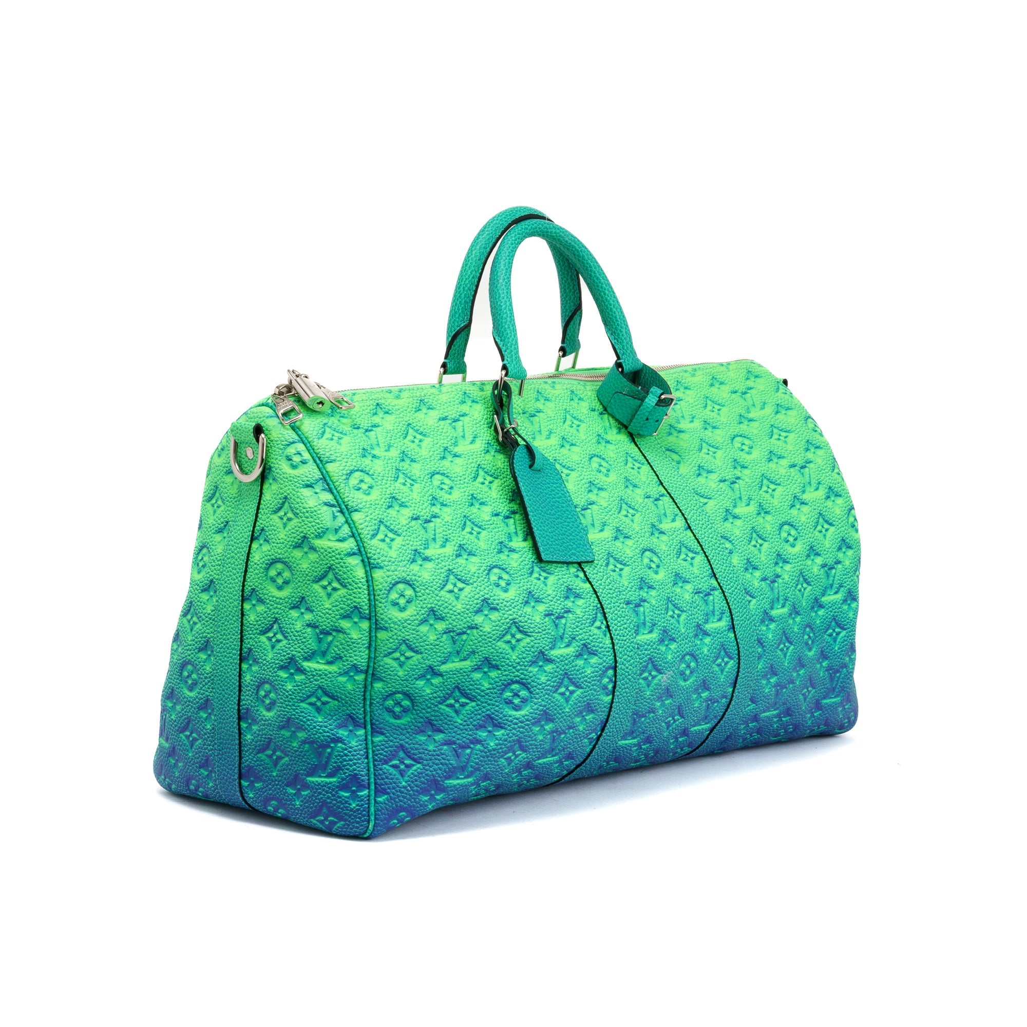 Brand New Louis Vuitton Keepall 50B Taurillon Illusion Blue/Green , Virgil  Abloh For Sale at 1stDibs