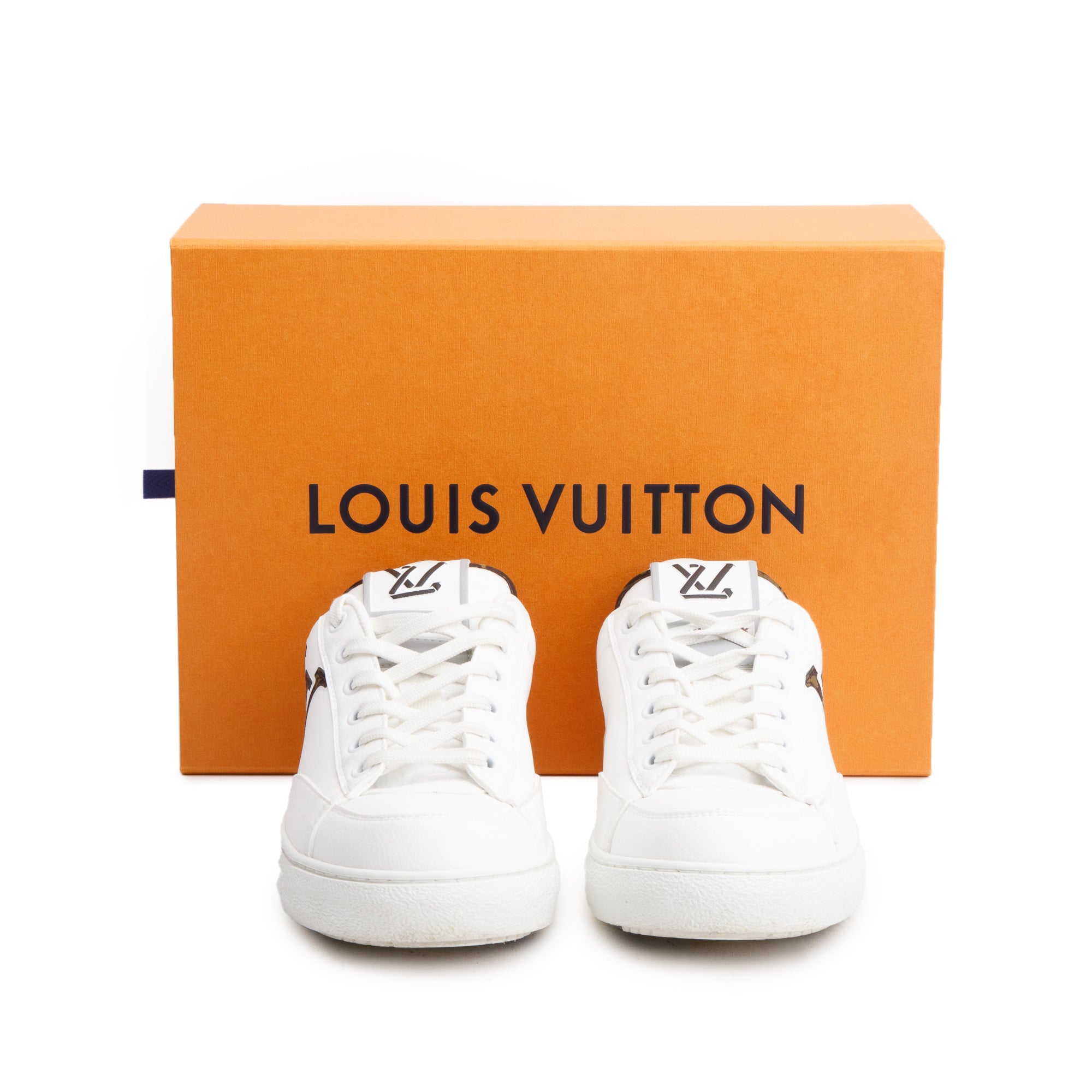 Louis Vuitton 2022 White Calfskin Leather Charlie Trainer Sneakers, Size 38 w/ Box