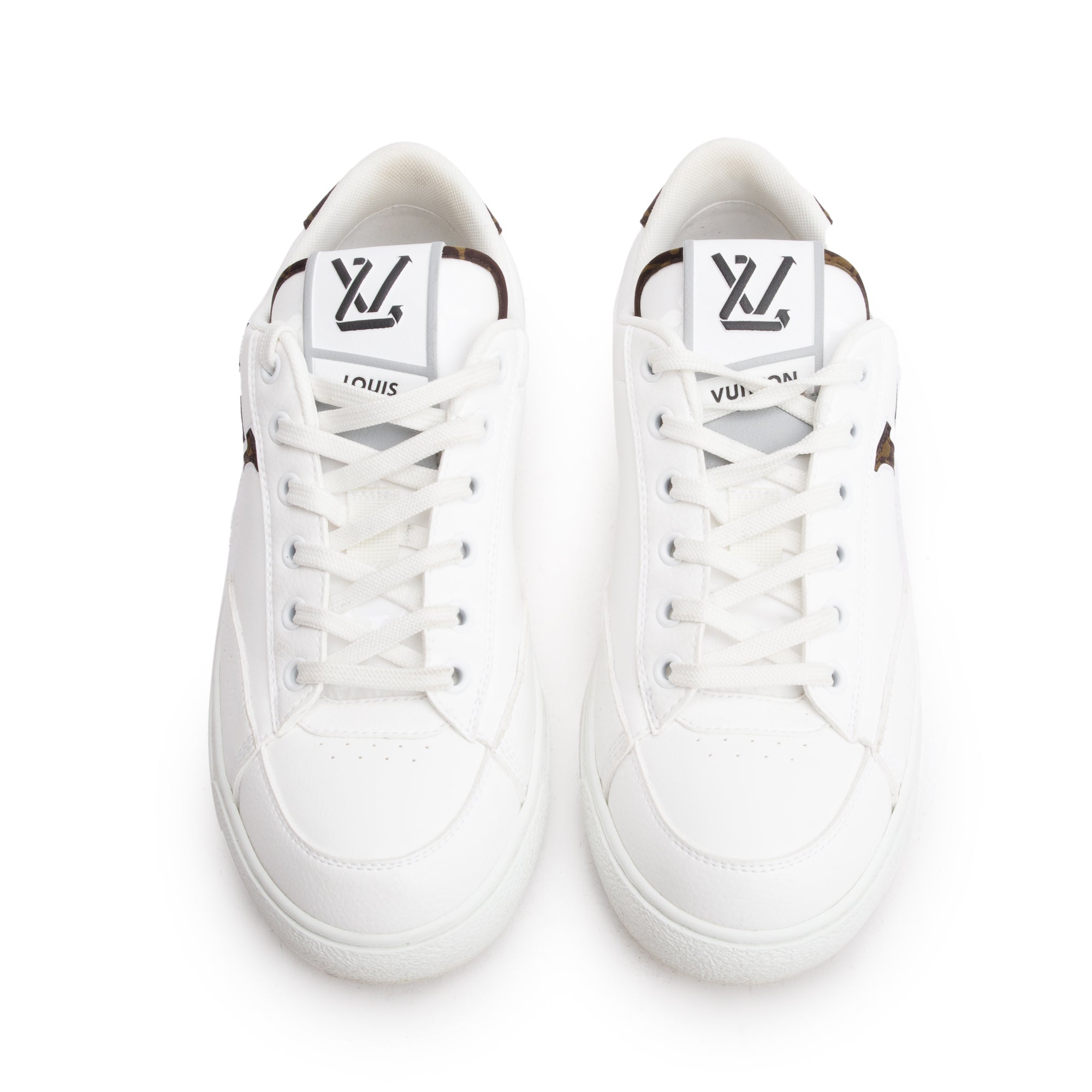 Louis Vuitton 2022 White Calfskin Leather Charlie Trainer Sneakers, Size 38 w/ Box