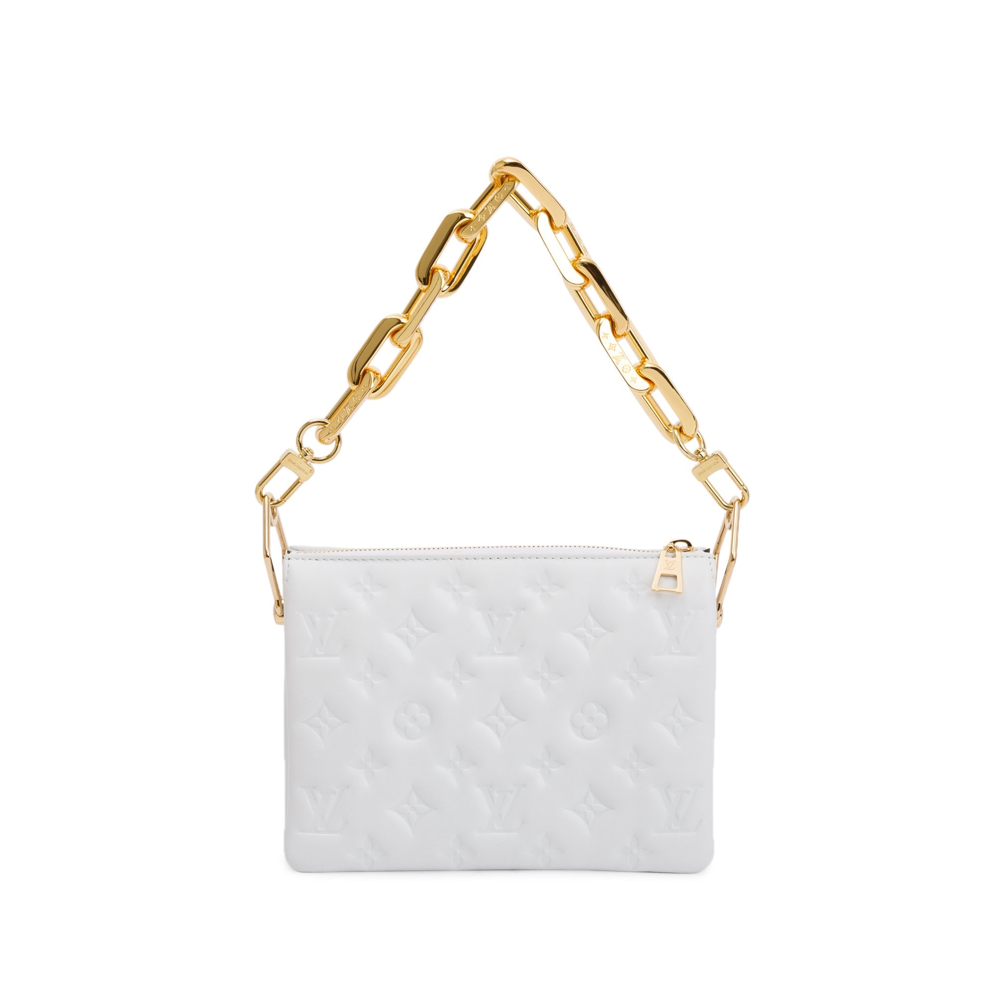 Louis Vuitton 2022 White Monogram Embossed Lambskin Leather Coussin BB