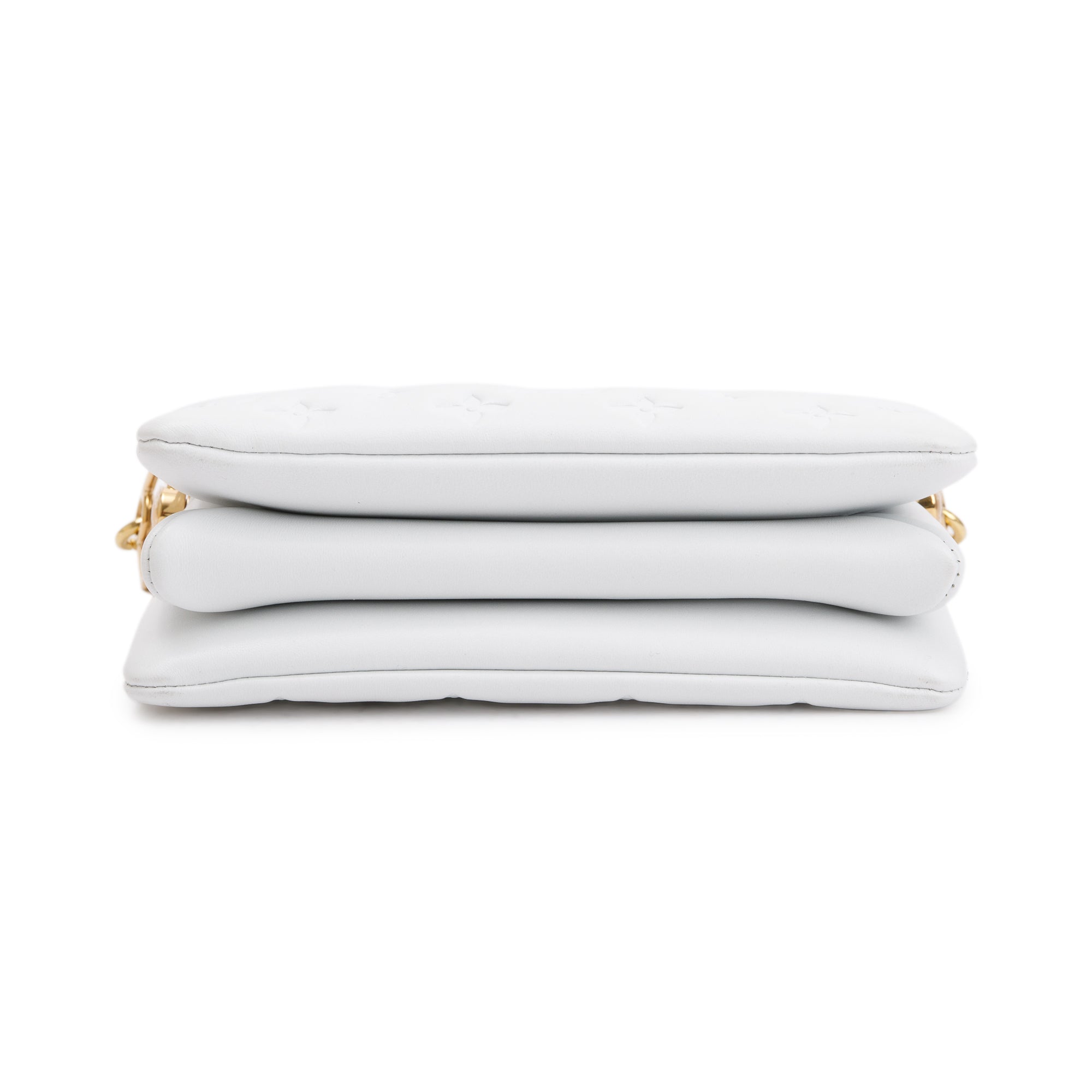Louis Vuitton 2022 White Monogram Embossed Lambskin Leather Coussin BB