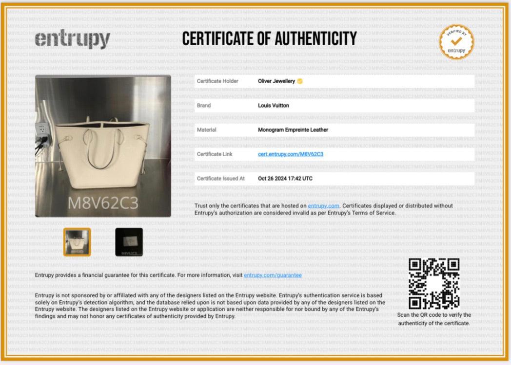 Louis Vuitton 2022 White Monogram Empreinte Leather Neverfull MM w/ Pouch & Box