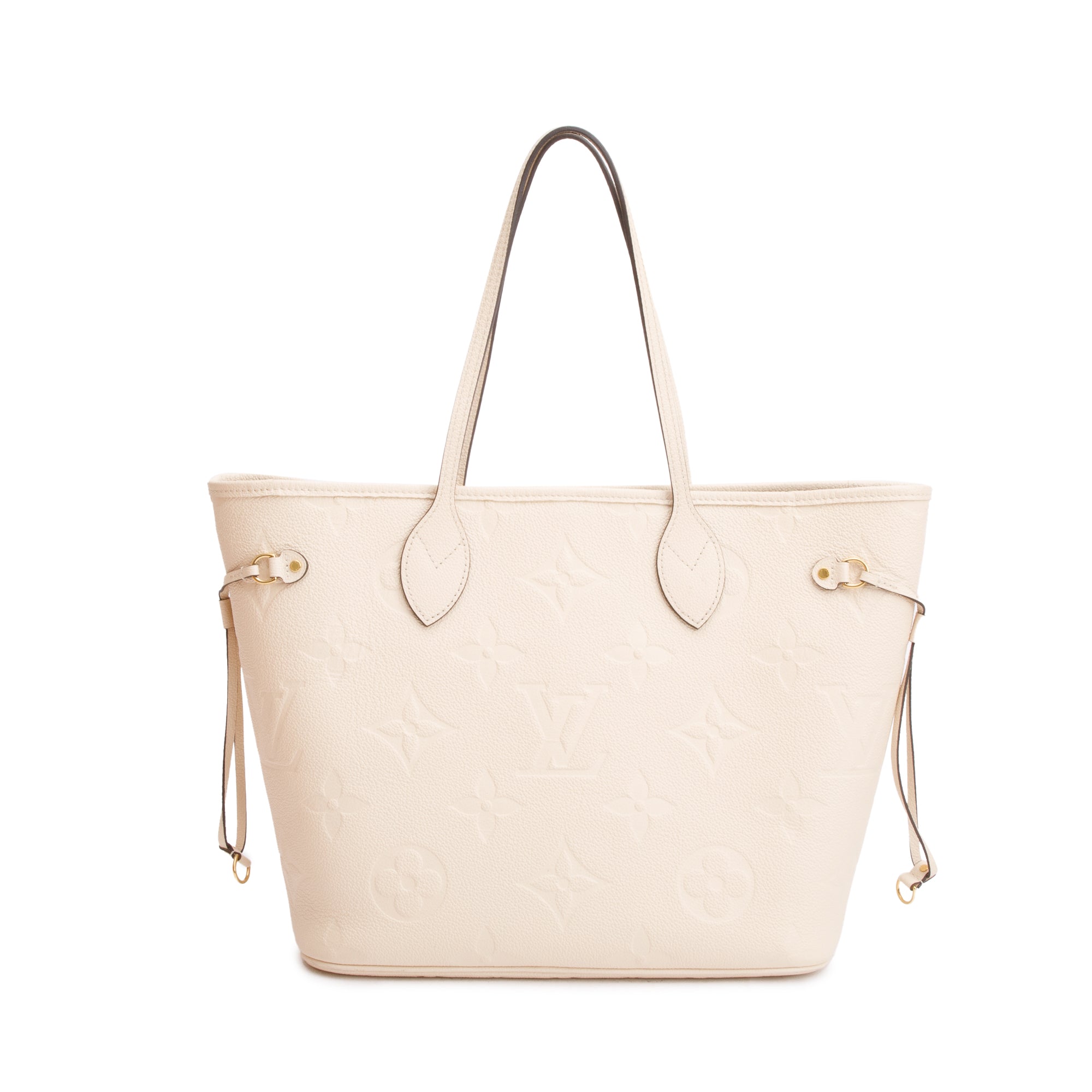 Louis Vuitton 2022 White Monogram Empreinte Leather Neverfull MM w/ Pouch & Box