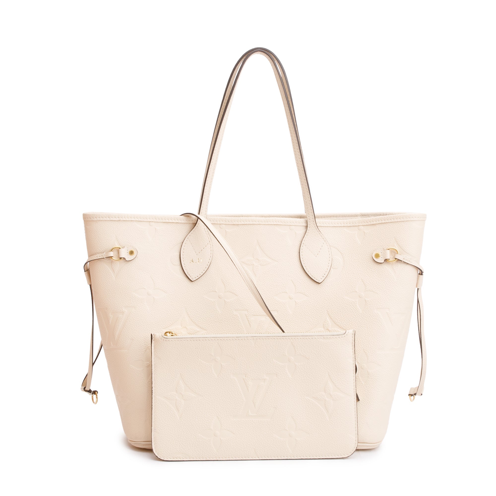 Louis Vuitton 2022 White Monogram Empreinte Leather Neverfull MM w/ Pouch & Box