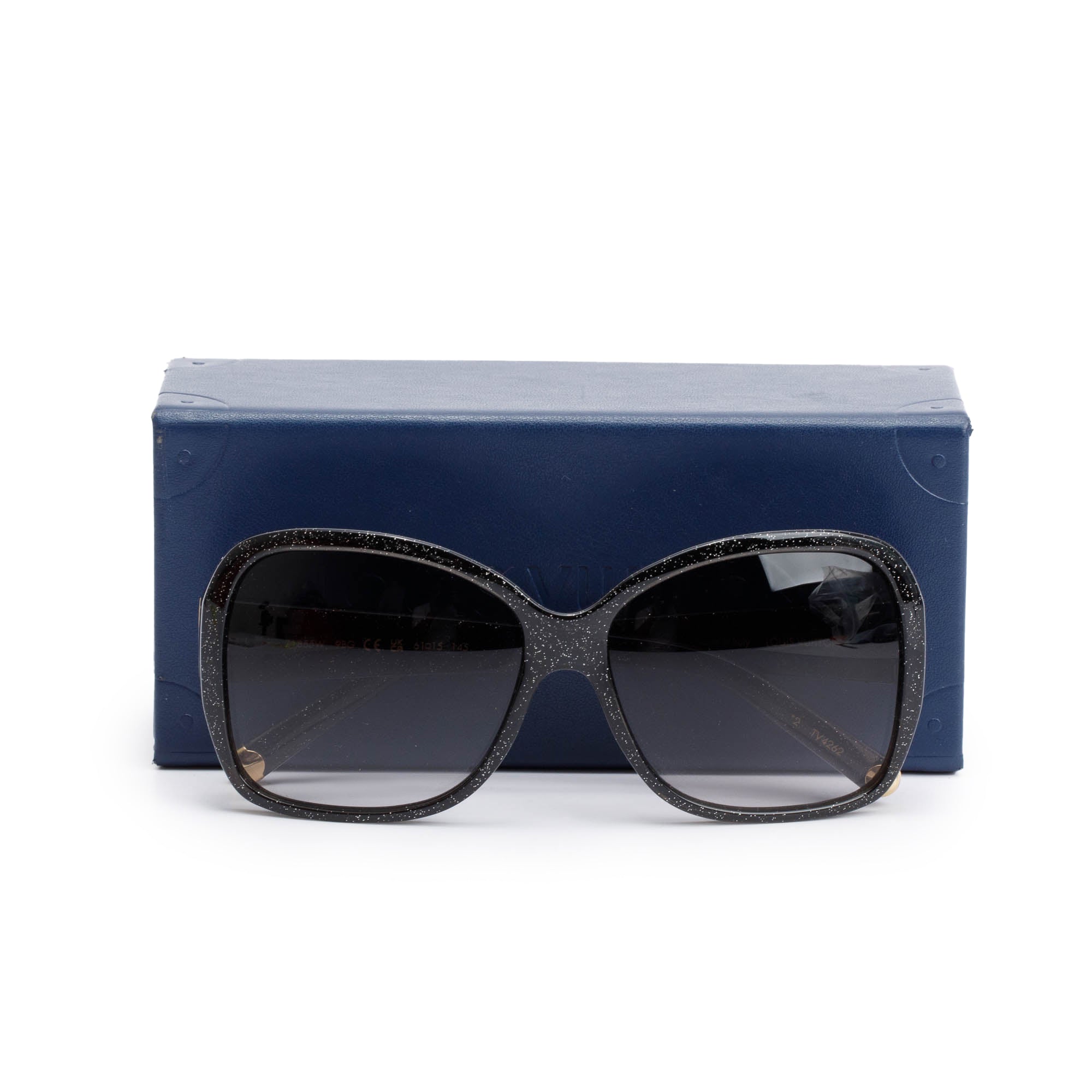 Louis Vuitton 2022 Z1855W Black Glitter Acetate Obsession GM Sunglasses w/ Case & Receipt