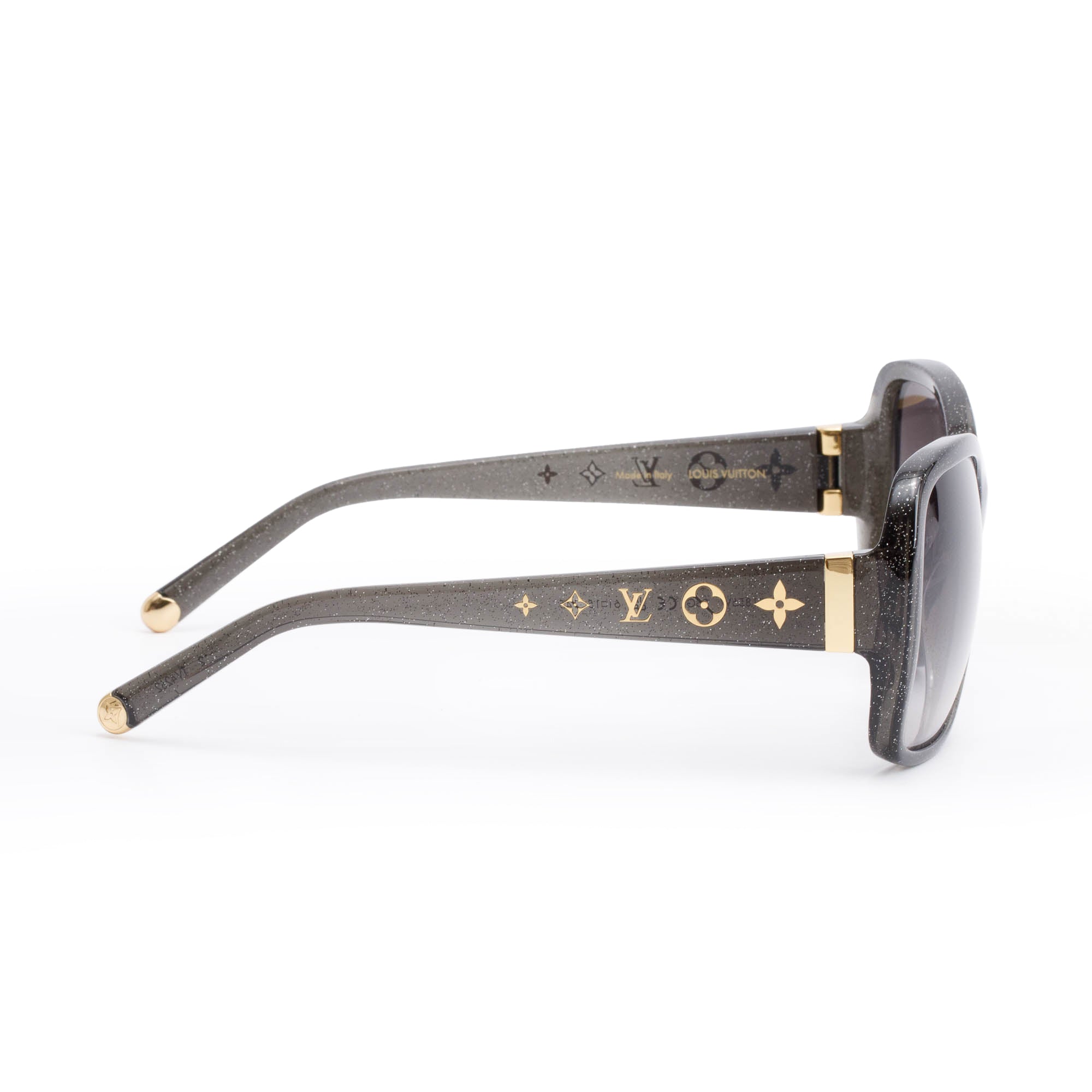 Louis Vuitton 2022 Z1855W Black Glitter Acetate Obsession GM Sunglasses w/ Case & Receipt