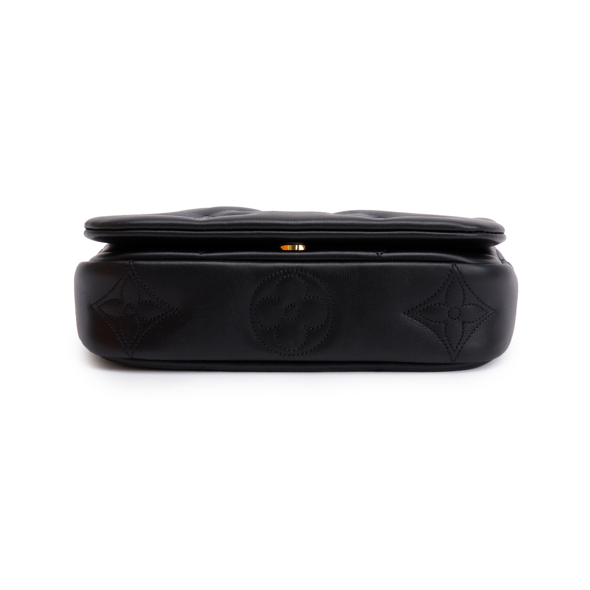 Louis Vuitton 2023 Black Bubblegram Calfskin Leather Wallet On Strap w/ Box & Receipt