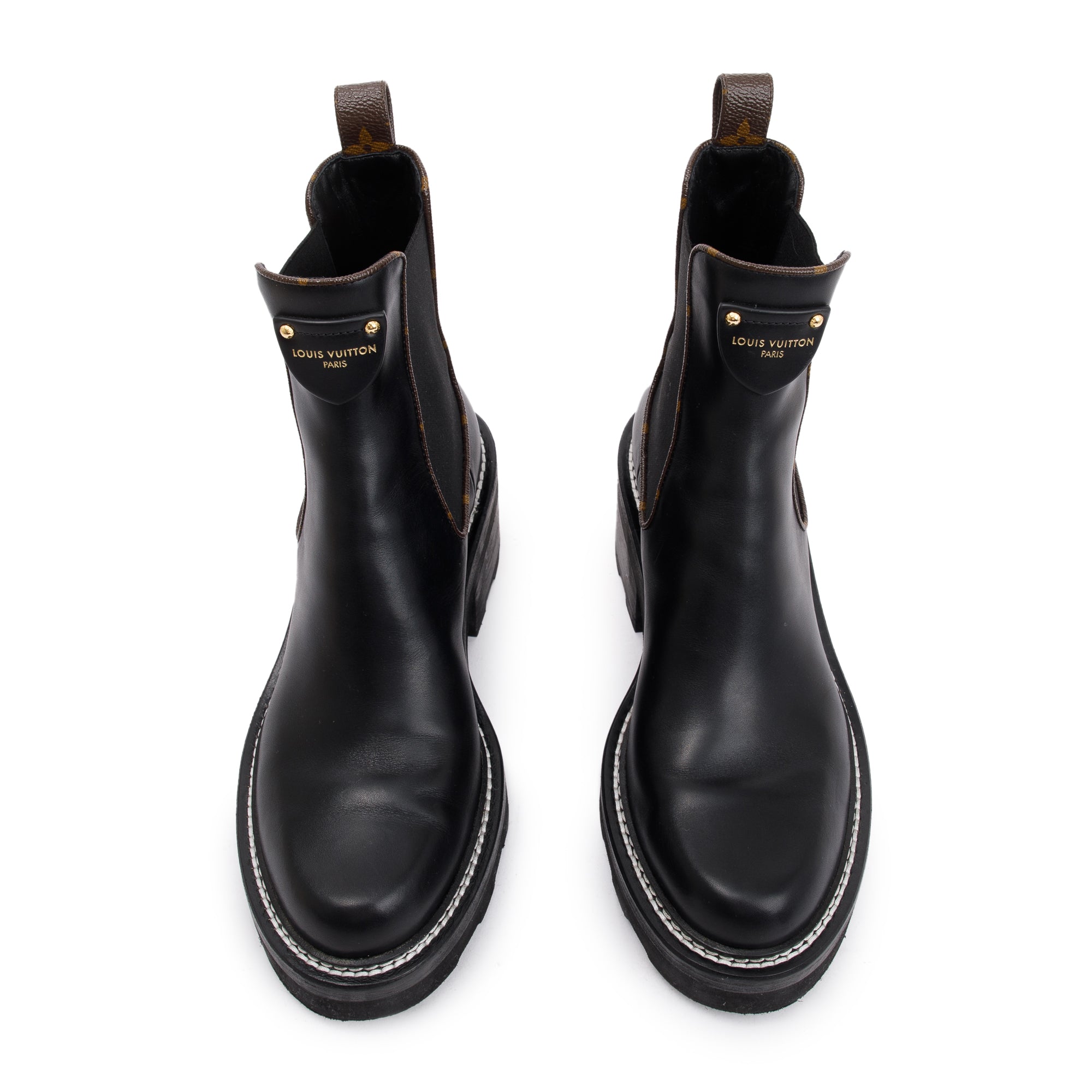 Louis Vuitton 2023 Black Calfskin Leather Beaubourg Ankle Boots, Size 9 w/ Receipt