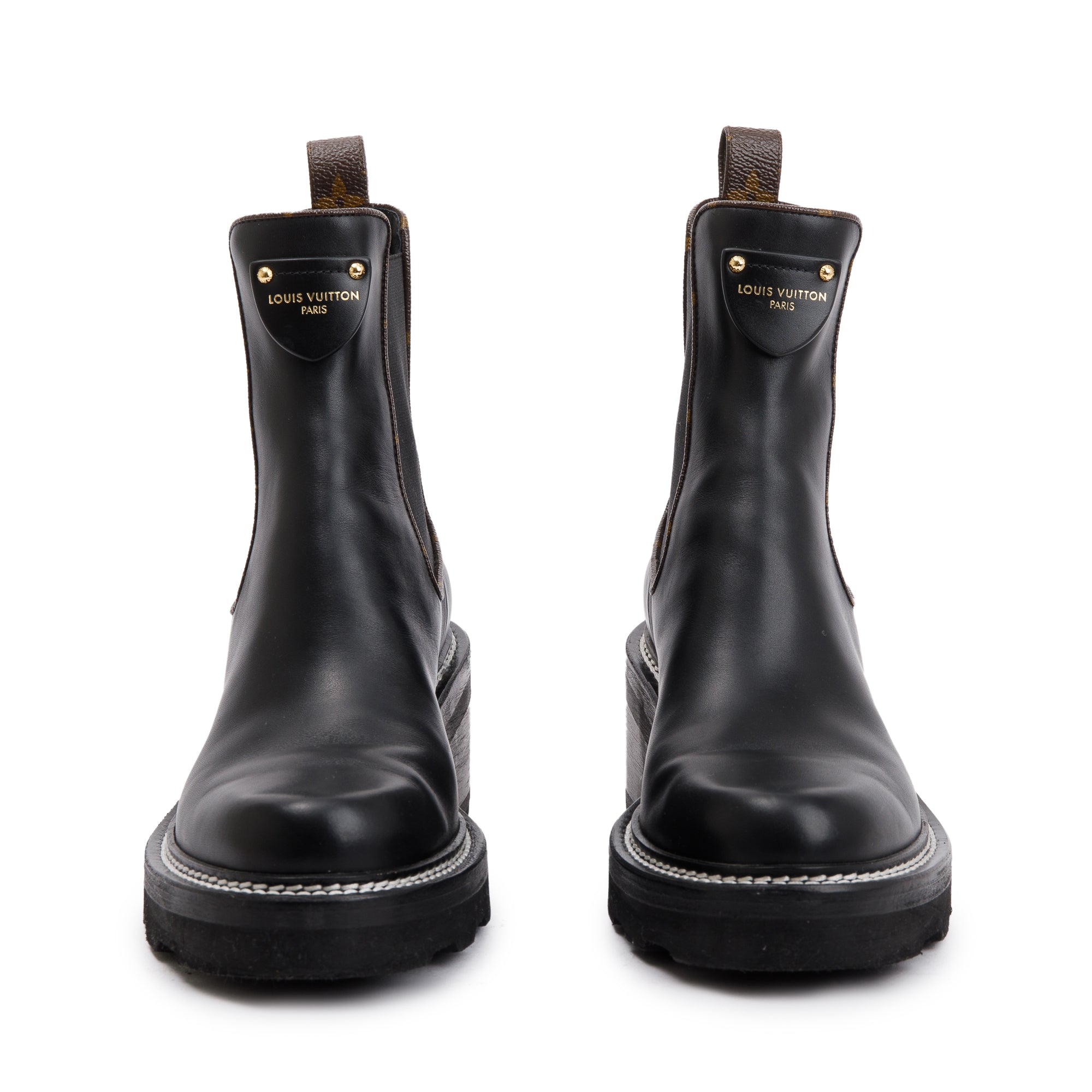 Louis Vuitton 2023 Black Calfskin Leather Beaubourg Ankle Boots, Size 9 w/ Receipt