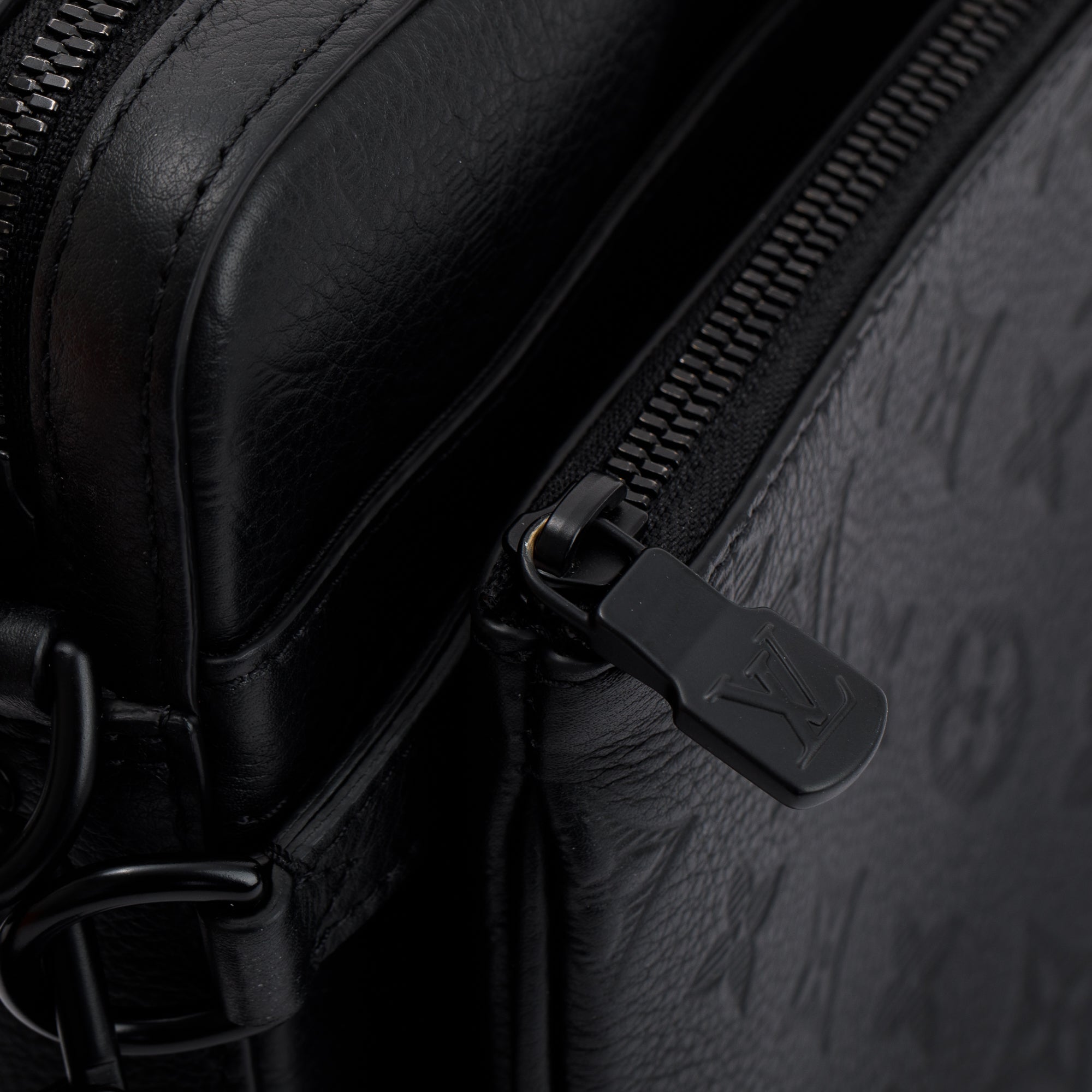 Louis Vuitton 2023 Black Calfskin Leather Monogram Shadow Trio Messenger w/ Box & Receipt