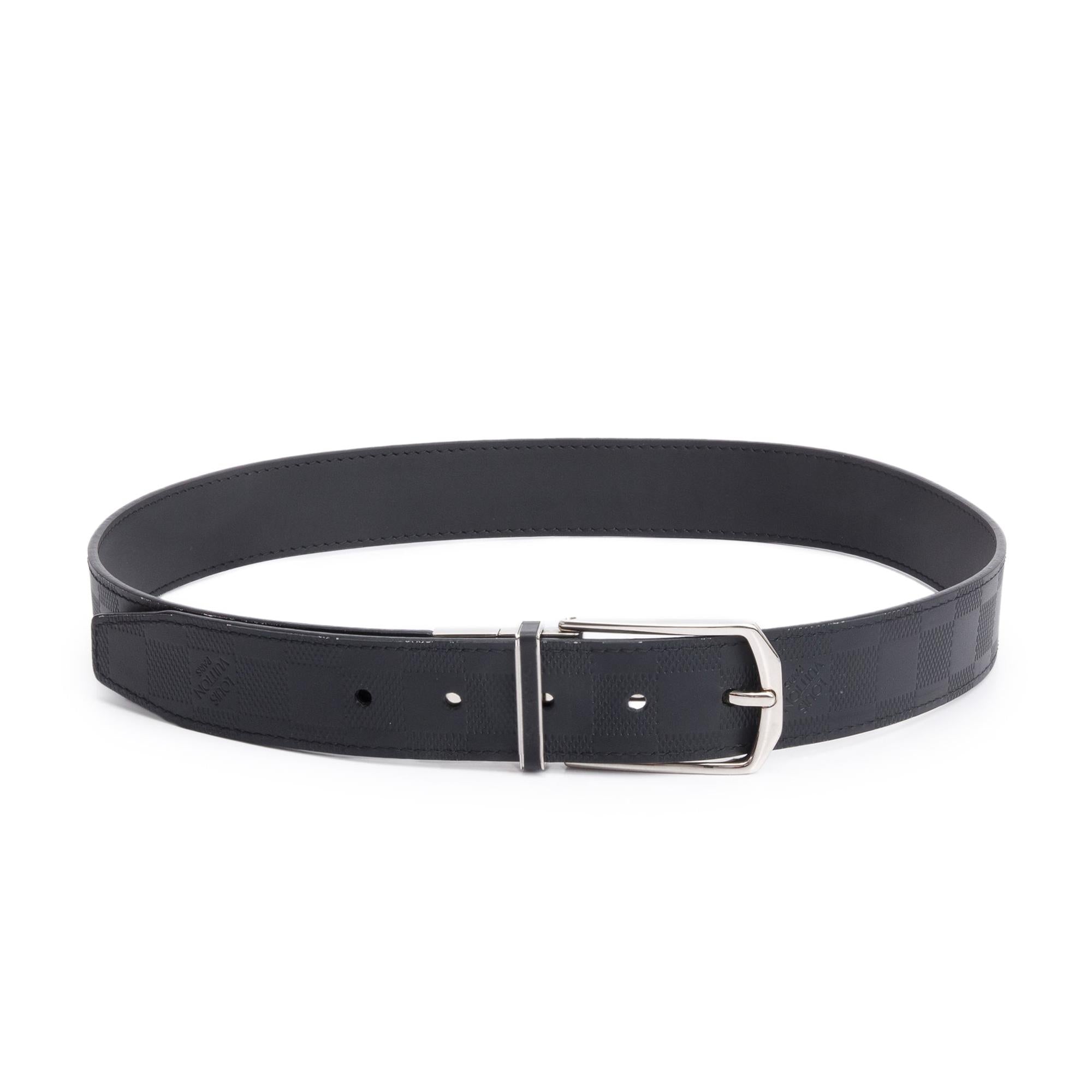 Louis Vuitton 2023 Black Damier Infini Leather Pont Neuf 35 MM Belt, Size 85 34
