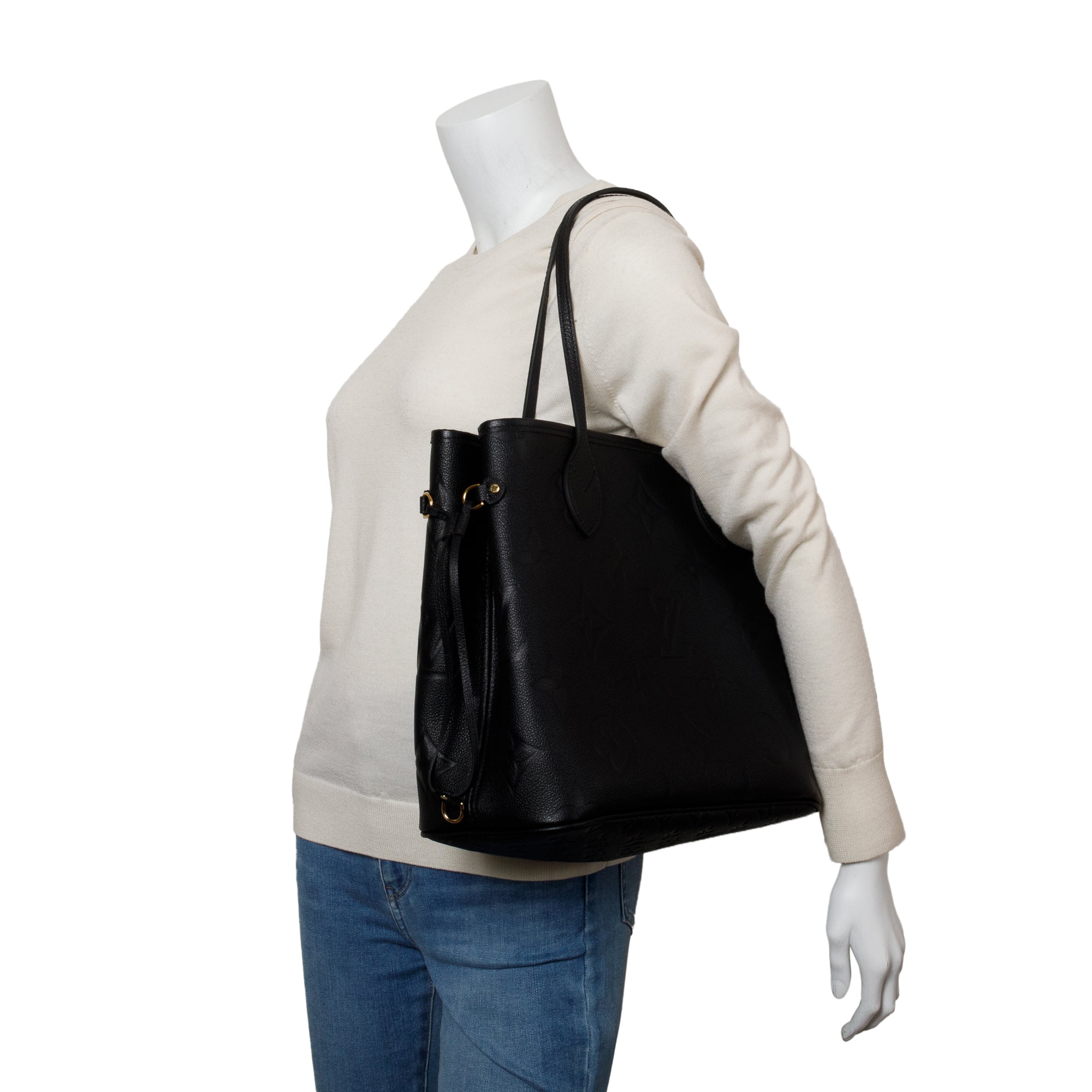 Louis Vuitton 2023 Black Monogram Empreinte Leather Neverfull MM w/ Pouch