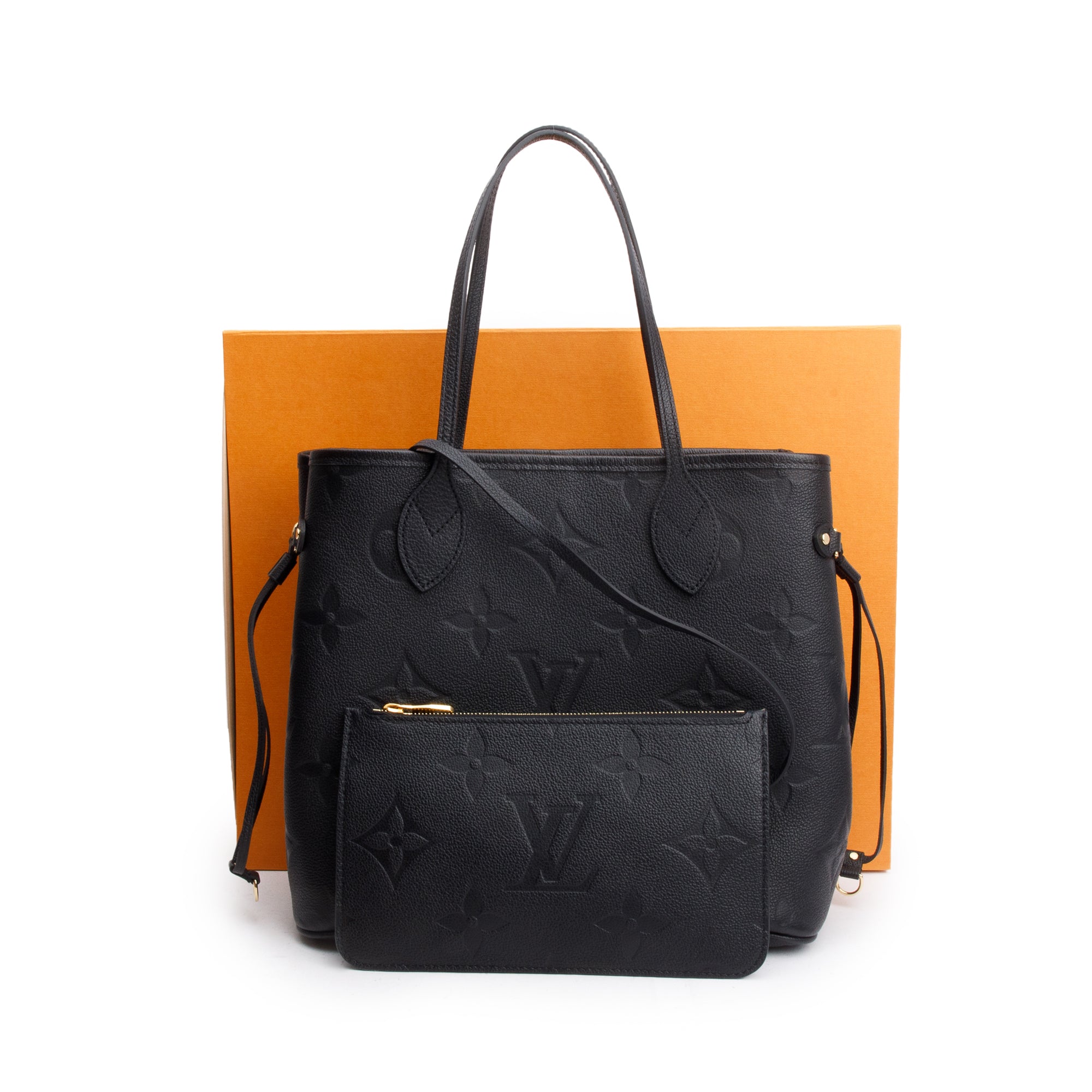 Louis Vuitton 2023 Black Monogram Empreinte Leather Neverfull MM w/ Pouch