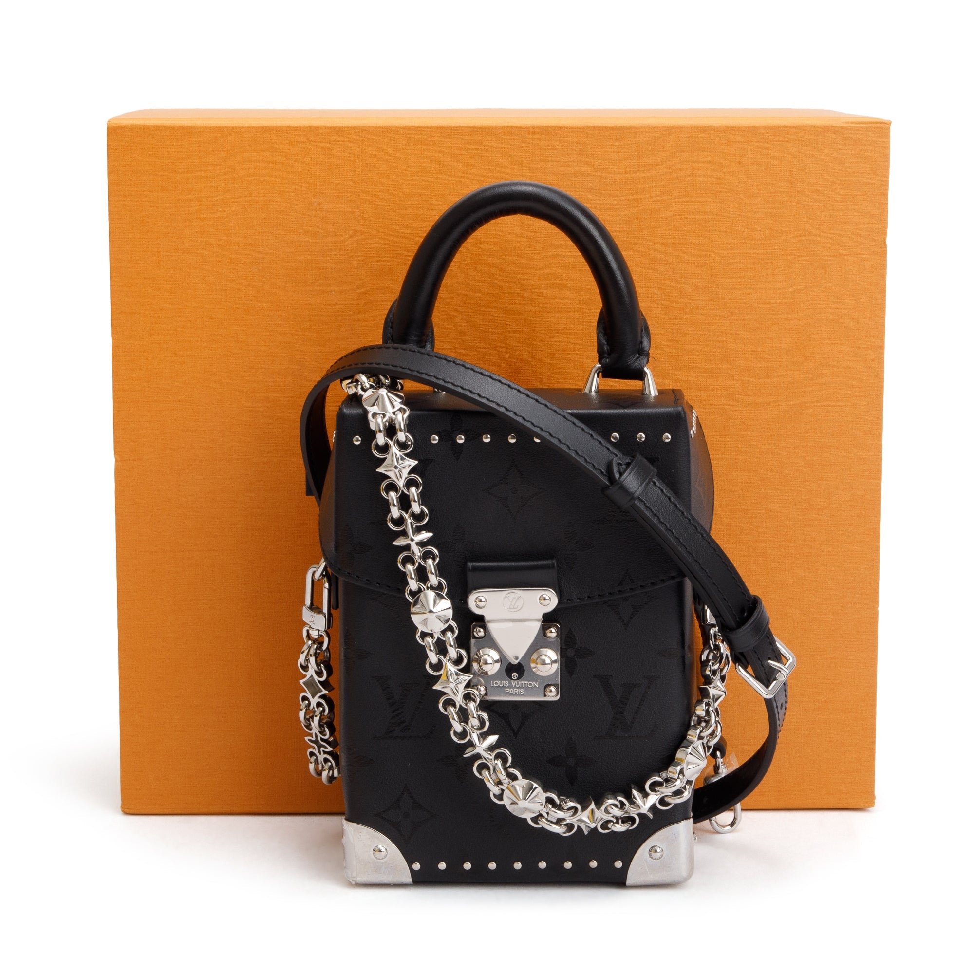 Louis Vuitton 2023 Black Monogram Print Calfskin Leather Camera Box w/ Strap & Box