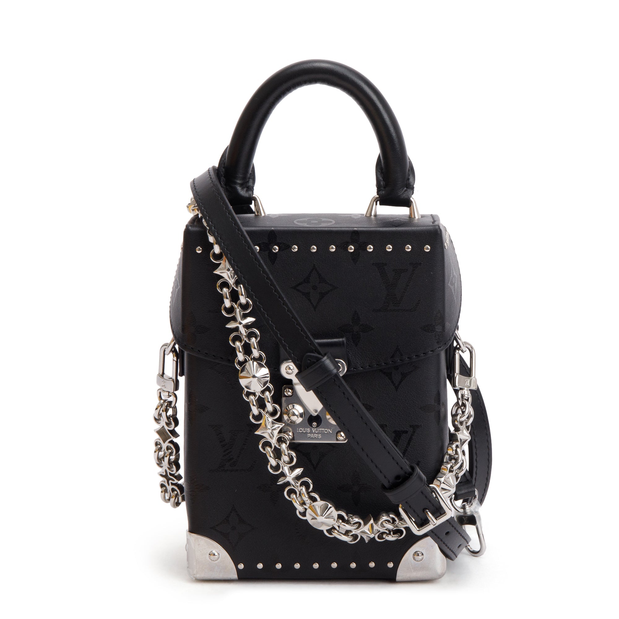 Louis Vuitton 2023 Black Monogram Print Calfskin Leather Camera Box w/ Strap & Box