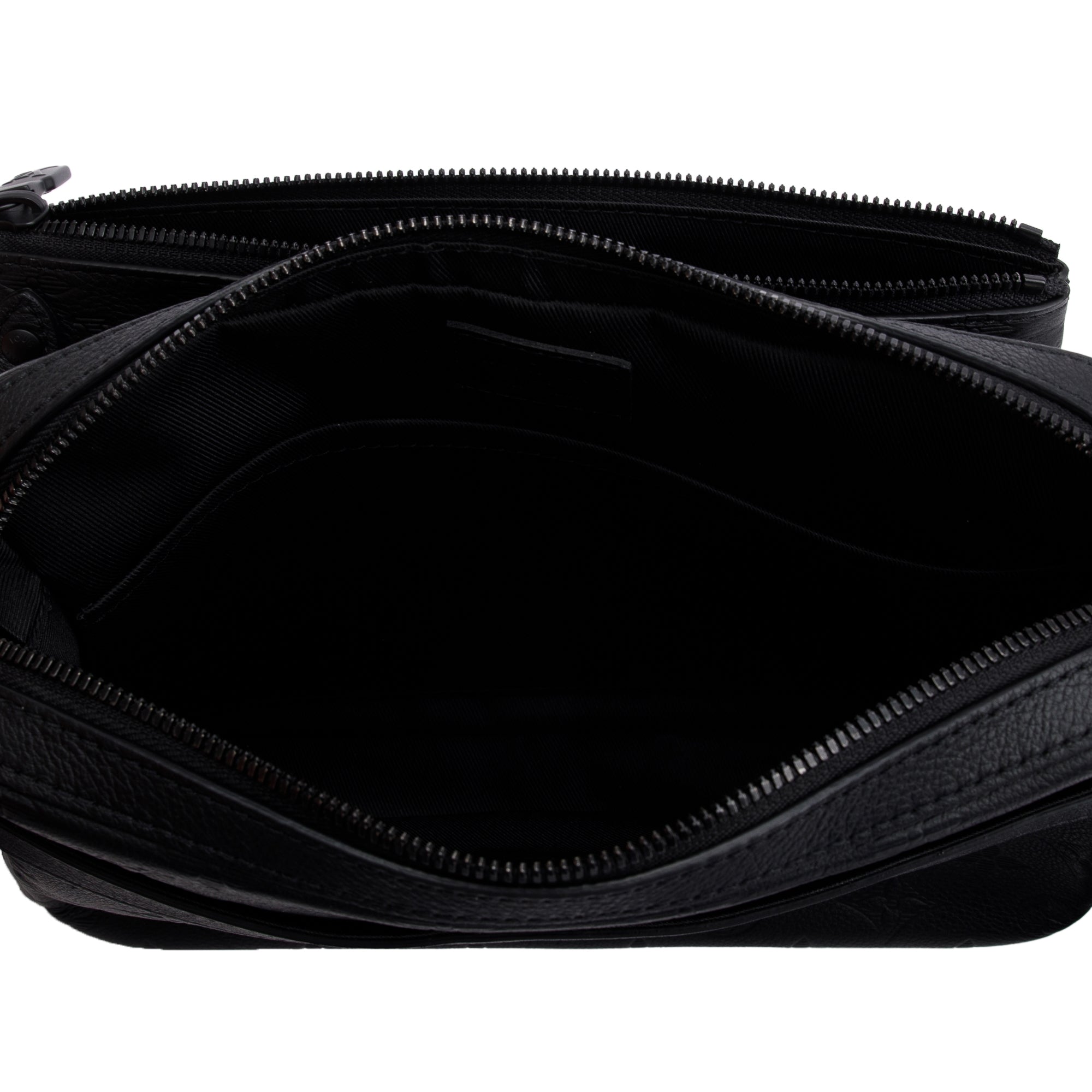 Louis Vuitton 2023 Black Monogram Shadow Embossed Calfskin Leather Trio Messenger Bag w/ Box & Receipt