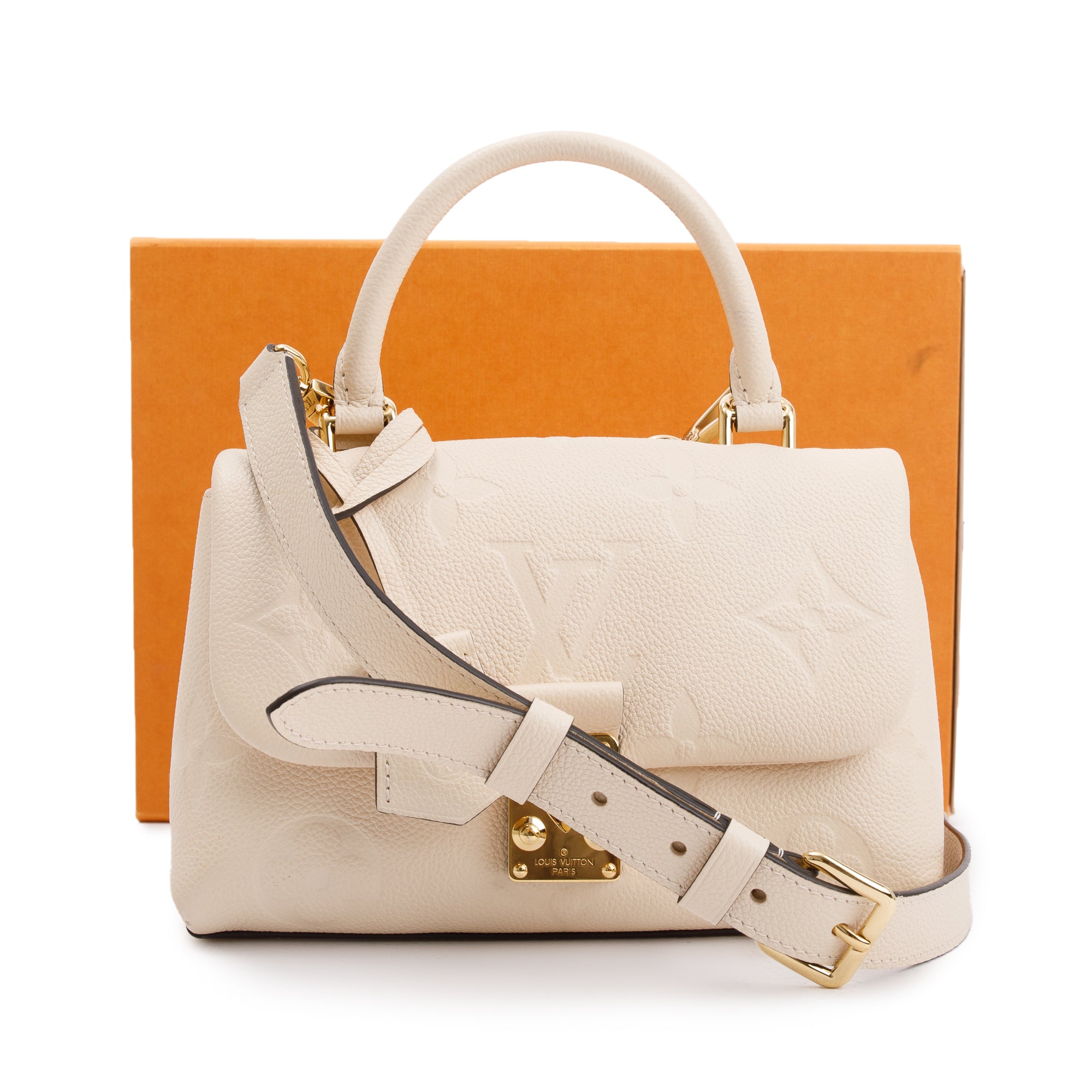 Louis Vuitton 2023 Creme Monogram Empreinte Leather Madeleine BB w/ Strap, Box & Receipt
