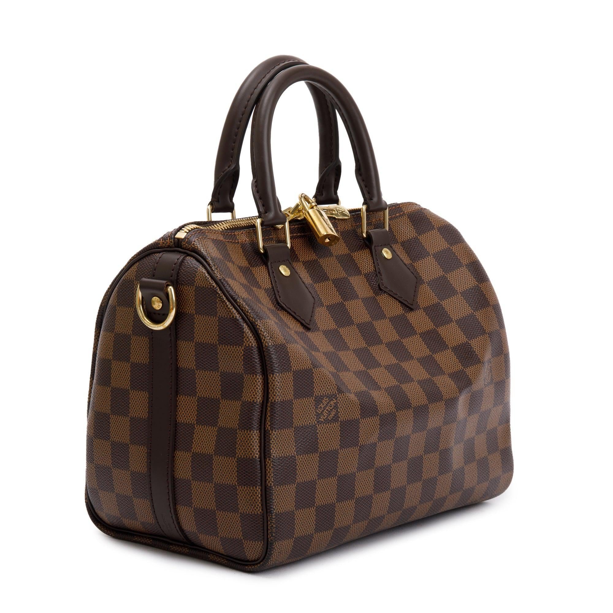 Louis Vuitton 2023 Damier Ebene Speedy Bandouliere 25 w/ Strap, Box & Receipt