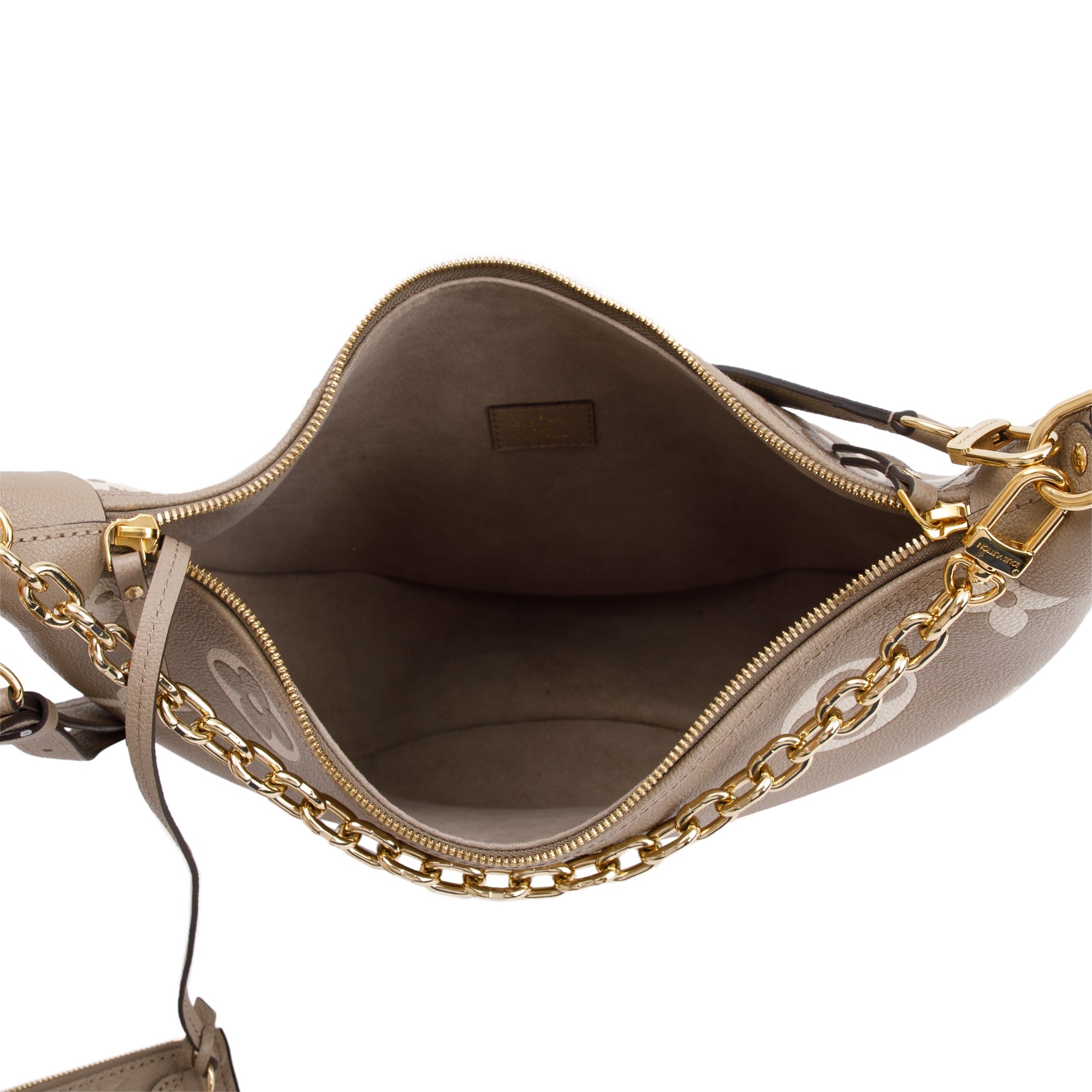 Louis Vuitton 2023 Dove Grey/Creme Bicolor Monogram Empreinte Leather Loop Hobo Bag w/ Straps & Pouch